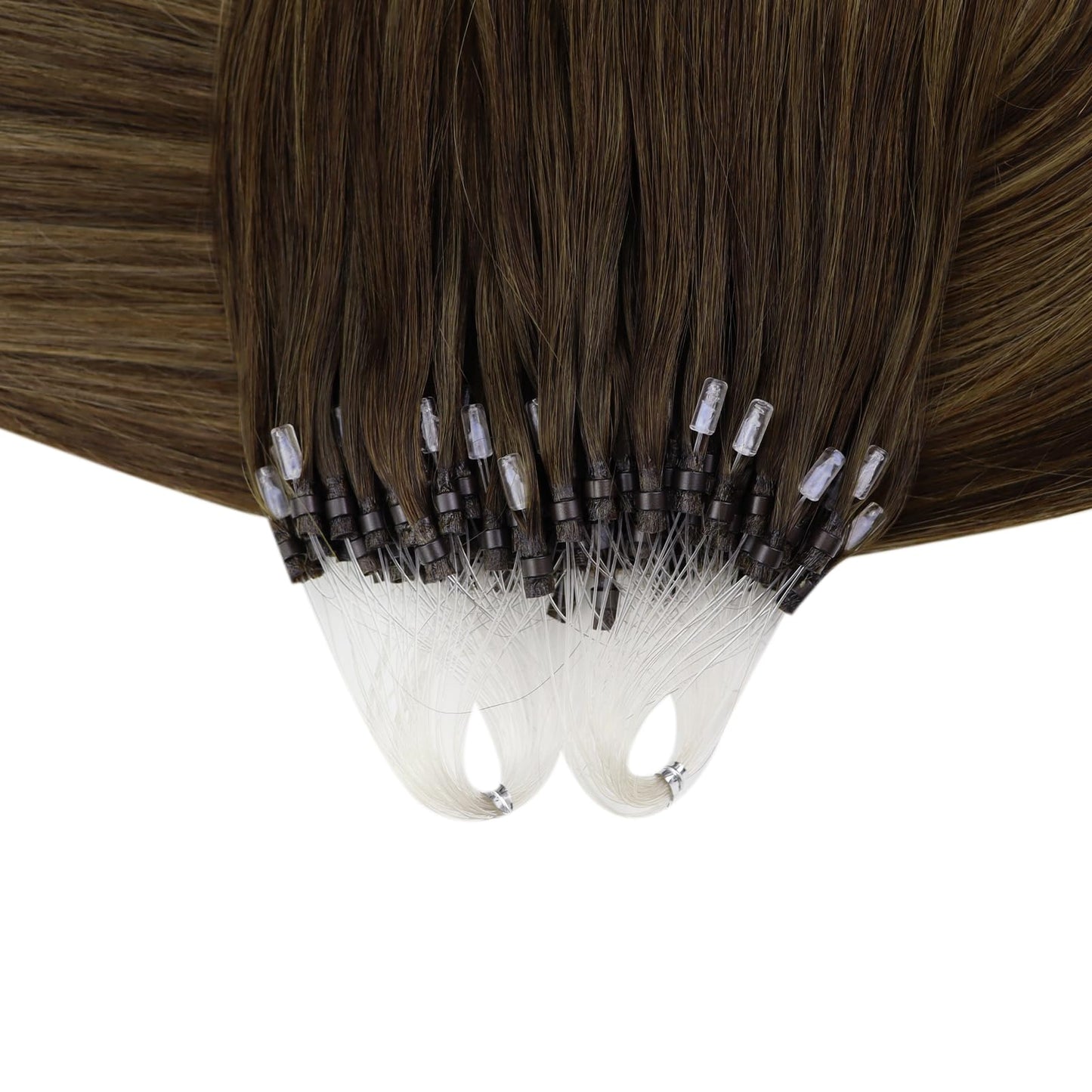 Full Shine Cold Fusion Prebonded Human Hair Extensions with Microbeads Color 18 Ash Blonde Highlighted 613 Blonde Micro Link Straight Hair 22 Inch Natural Hair Extensions for Women 50 Strands