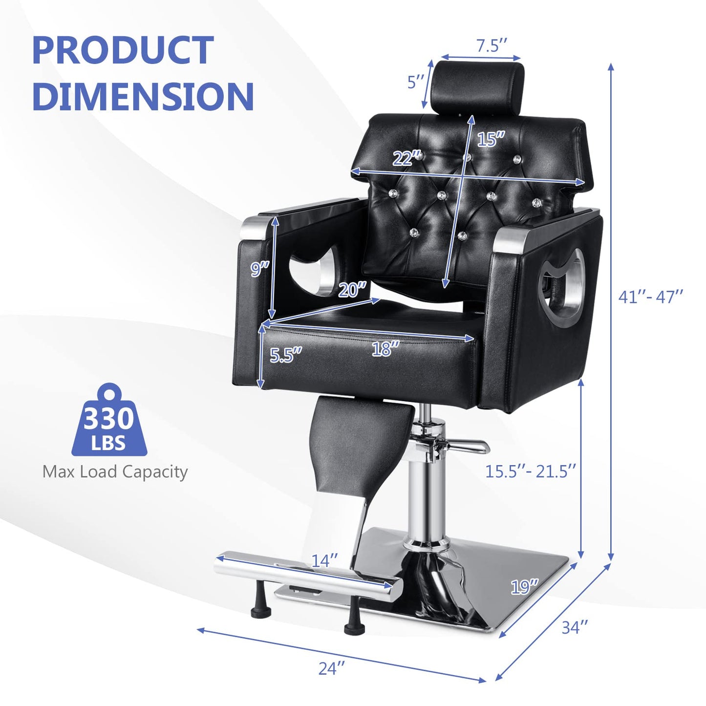 Giantex Reclining Salon Chair, Height Adjustable Heavy Duty Hydraulic Pump, Removable Headrest, Makeup Tattoo Station Barbershop Home, Swivel Barber Chair for Hair Stylist (Black, Luxury)