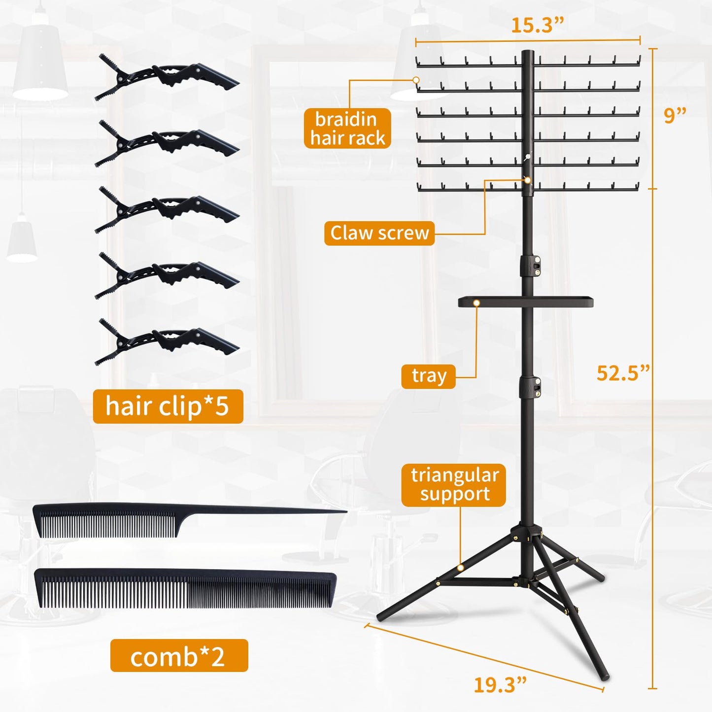 120-Peg Braiding Hair Rack Standing, with Salon Tray Hair Extension Holder Hanger, Hair Divider Rack for Braiding Hair Separator Stand, Hair Braiding Rack Display Stand for Hairstylist Braiders, Pink