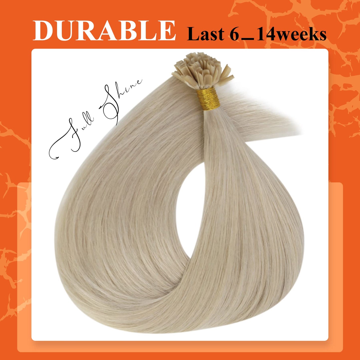 Full Shine Cold Fusion Prebonded Human Hair Extensions with Microbeads Color 18 Ash Blonde Highlighted 613 Blonde Micro Link Straight Hair 22 Inch Natural Hair Extensions for Women 50 Strands