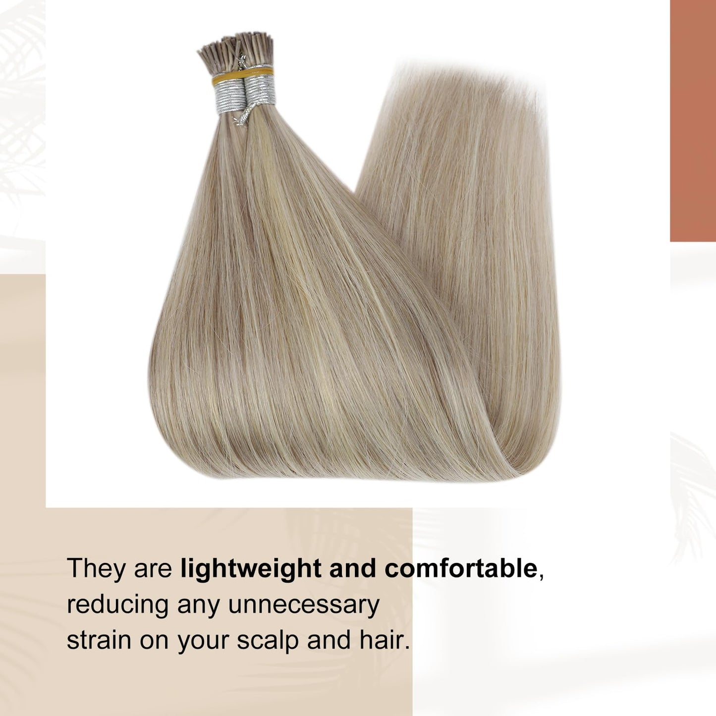 Full Shine Cold Fusion Prebonded Human Hair Extensions with Microbeads Color 18 Ash Blonde Highlighted 613 Blonde Micro Link Straight Hair 22 Inch Natural Hair Extensions for Women 50 Strands