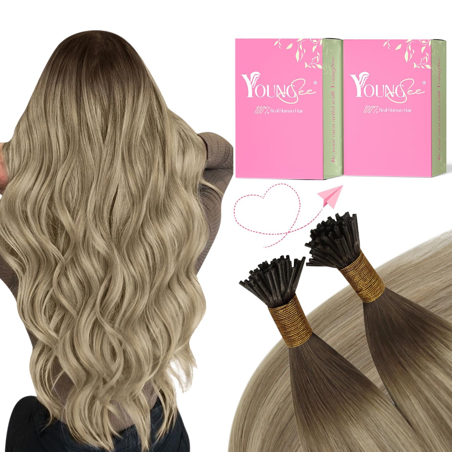 REMY premium Micro Link Hair Extensions Highlight Micro Loop Hair Extensions Real Human Hair Light Brown Highlights Blonde Micro Extensions Real Human Hair Add Hair Volume 18 Inch 50s/50g