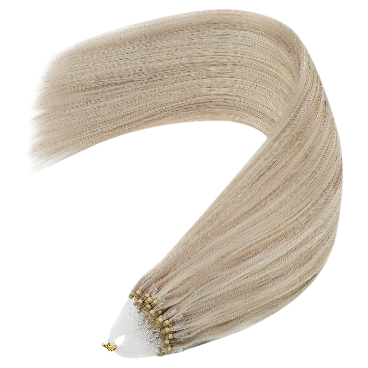 REMY premium Micro Link Hair Extensions Highlight Micro Loop Hair Extensions Real Human Hair Light Brown Highlights Blonde Micro Extensions Real Human Hair Add Hair Volume 18 Inch 50s/50g