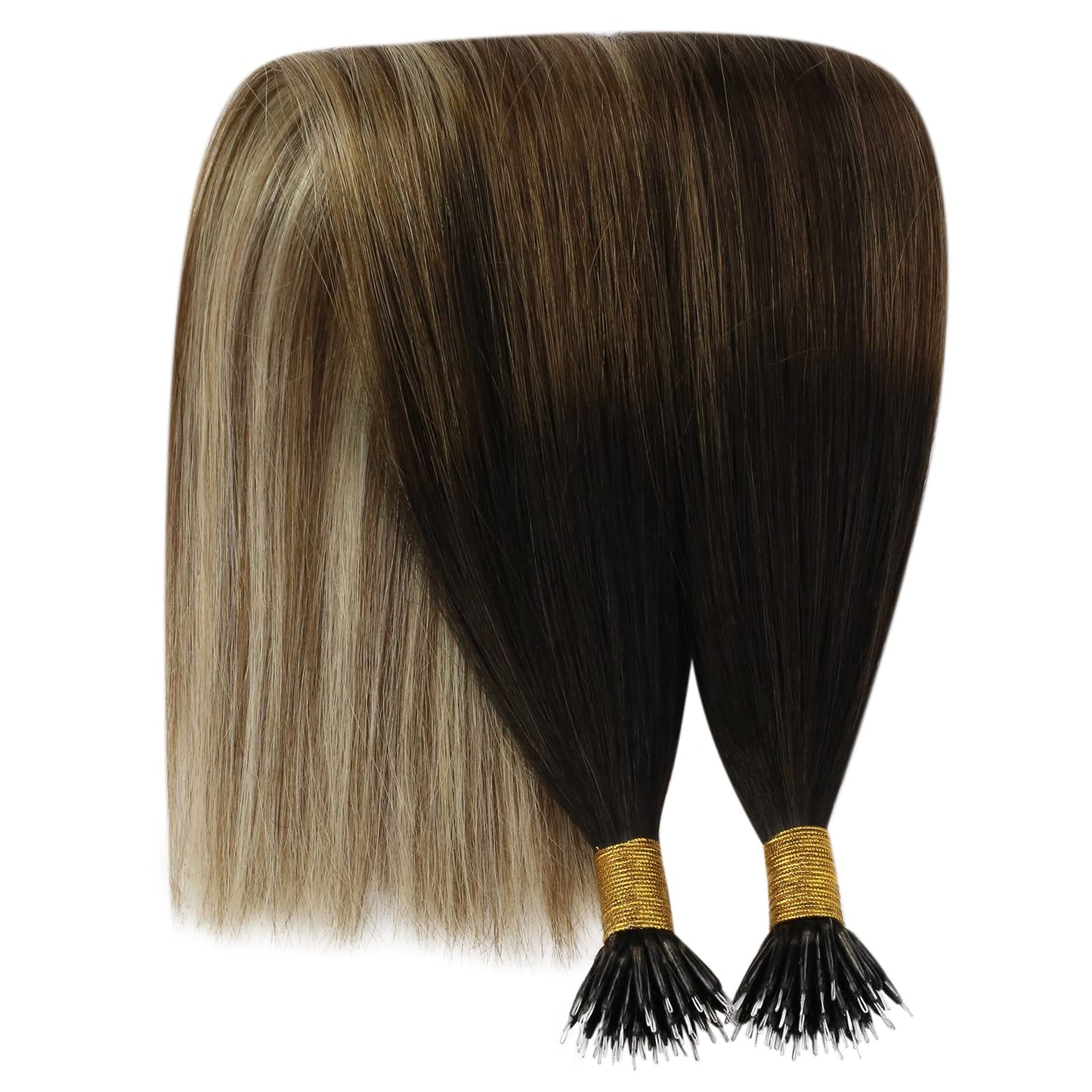REMY premium Micro Link Hair Extensions Highlight Micro Loop Hair Extensions Real Human Hair Light Brown Highlights Blonde Micro Extensions Real Human Hair Add Hair Volume 18 Inch 50s/50g