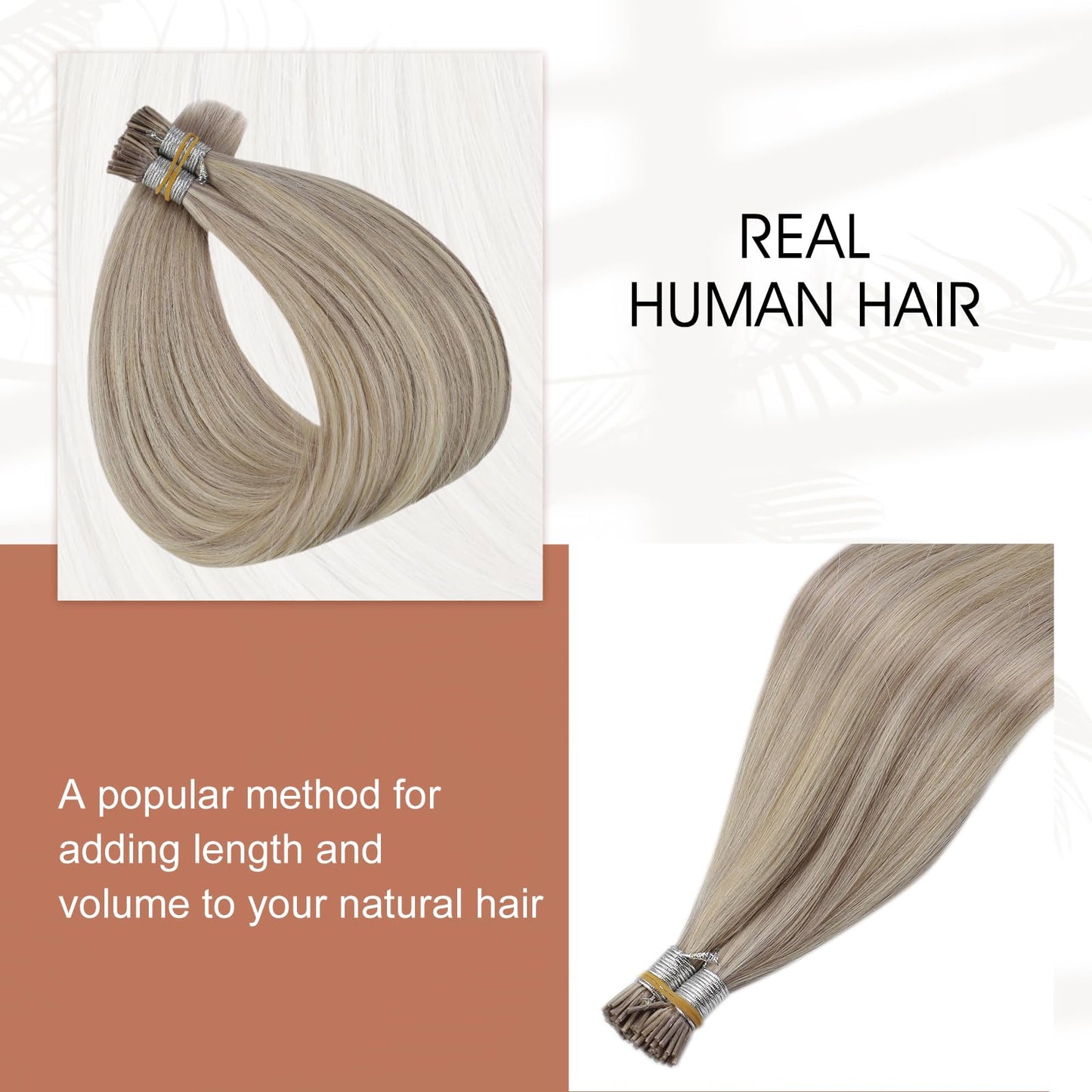 Full Shine Cold Fusion Prebonded Human Hair Extensions with Microbeads Color 18 Ash Blonde Highlighted 613 Blonde Micro Link Straight Hair 22 Inch Natural Hair Extensions for Women 50 Strands