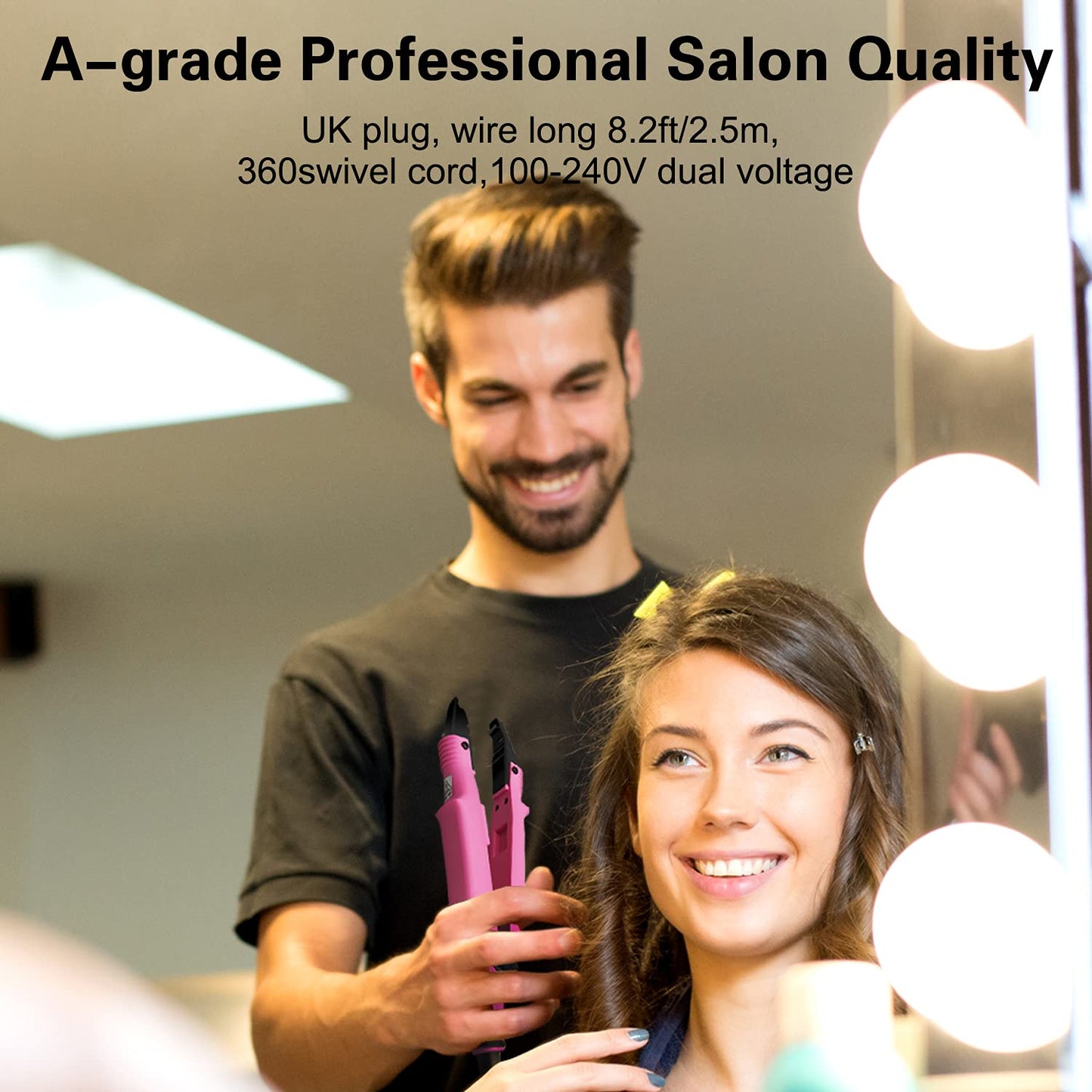 janelove Professional Hair Extensions Iron, Fusion Heat Connector Wand, Pre Bonded Hair Extensions Iron Kit Glue Gun Tool, UK Plug, 210°F-390°F Temperature Adjust (Pink)