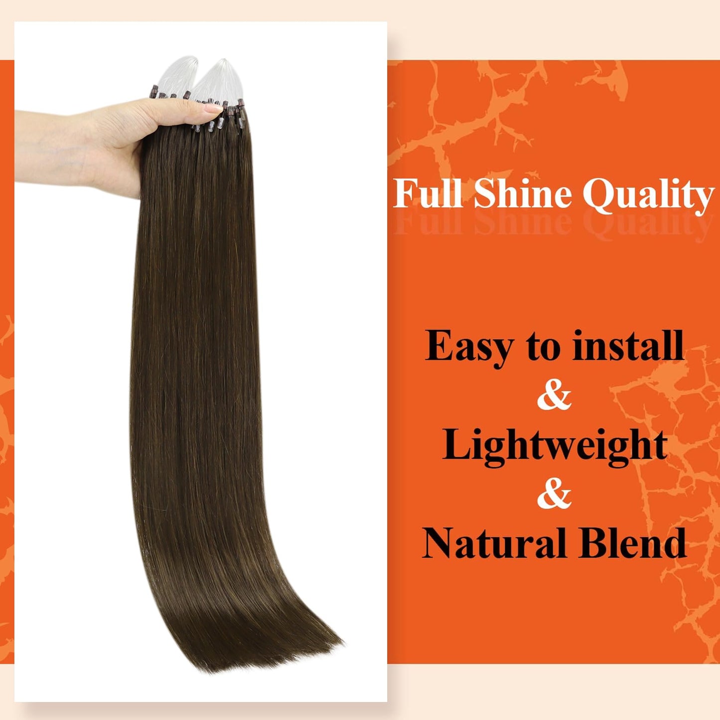Full Shine Cold Fusion Prebonded Human Hair Extensions with Microbeads Color 18 Ash Blonde Highlighted 613 Blonde Micro Link Straight Hair 22 Inch Natural Hair Extensions for Women 50 Strands