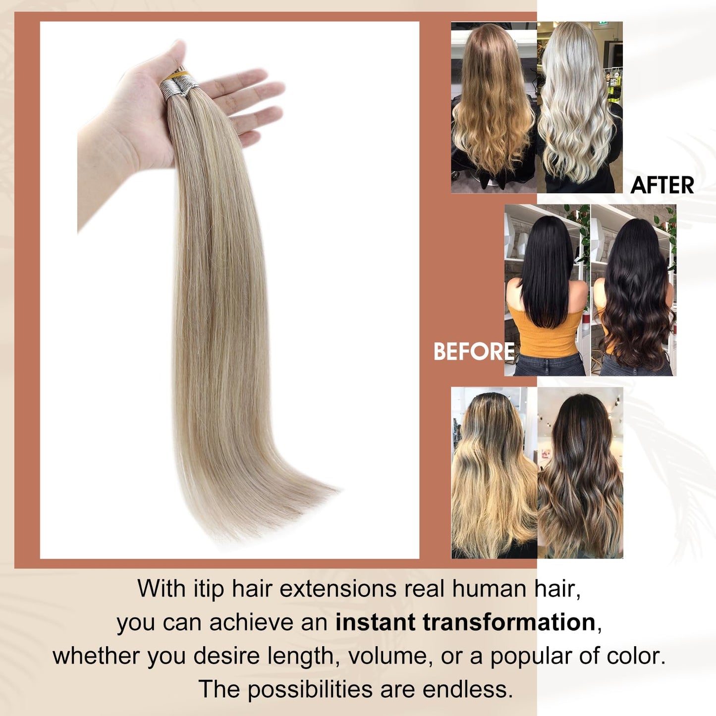 Full Shine Cold Fusion Prebonded Human Hair Extensions with Microbeads Color 18 Ash Blonde Highlighted 613 Blonde Micro Link Straight Hair 22 Inch Natural Hair Extensions for Women 50 Strands