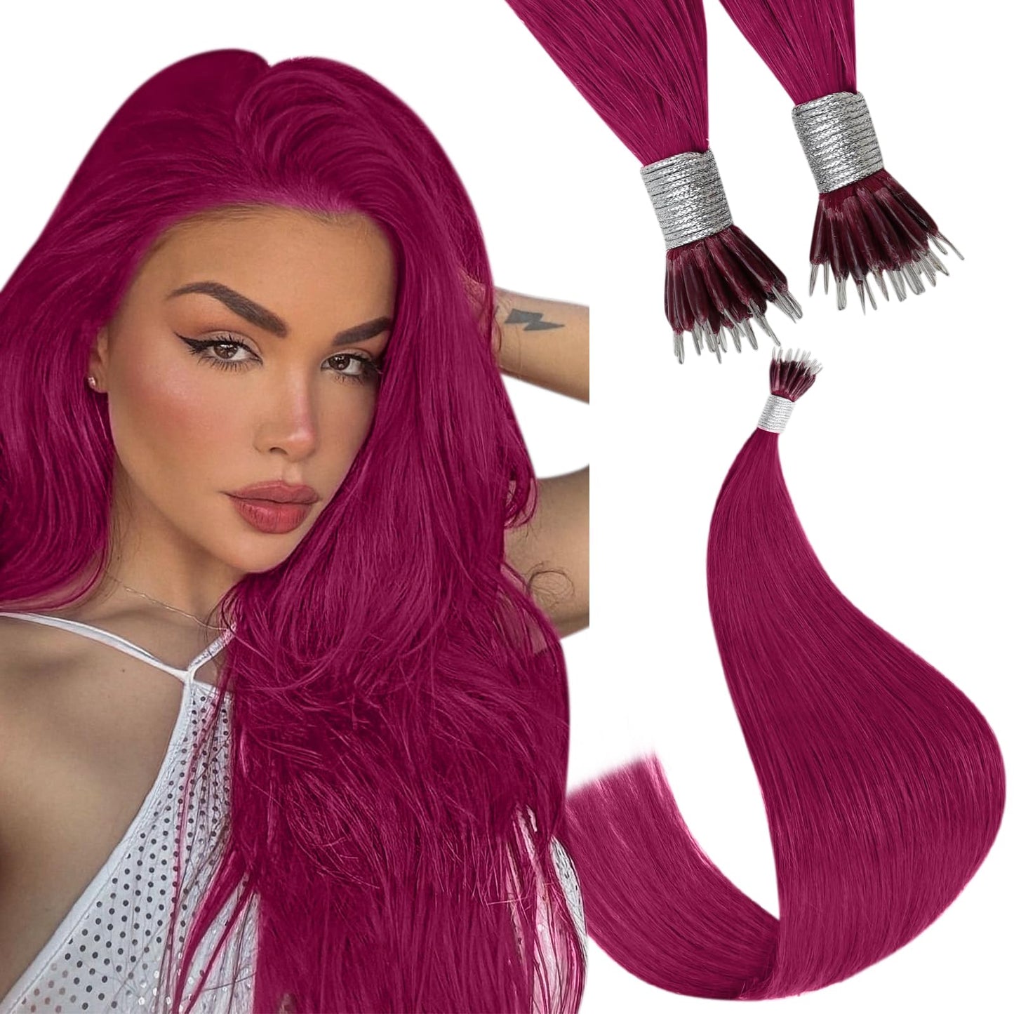 REMY premium Micro Link Hair Extensions Highlight Micro Loop Hair Extensions Real Human Hair Light Brown Highlights Blonde Micro Extensions Real Human Hair Add Hair Volume 18 Inch 50s/50g