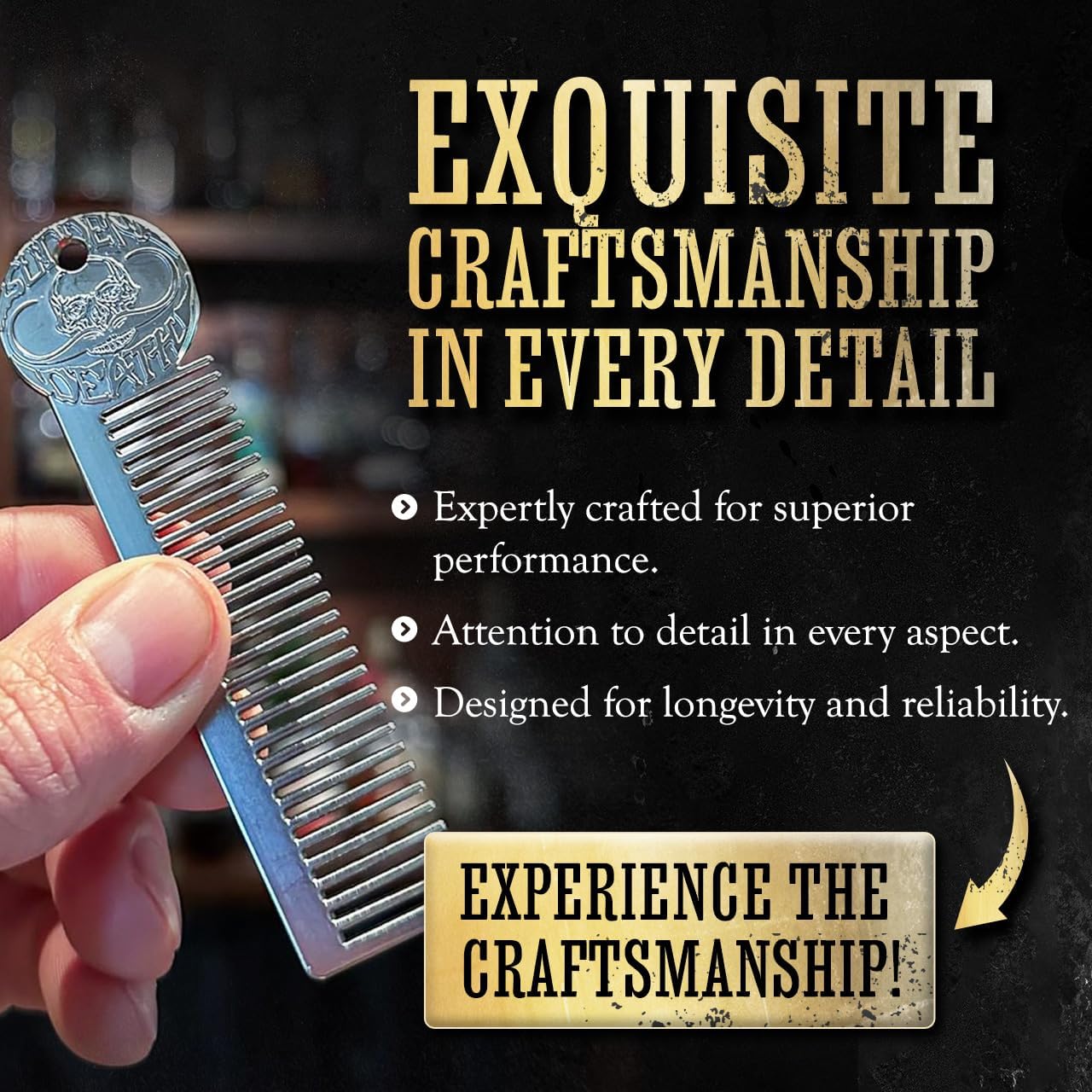 Death Grip Platinum Edition Mustache Comb for Men