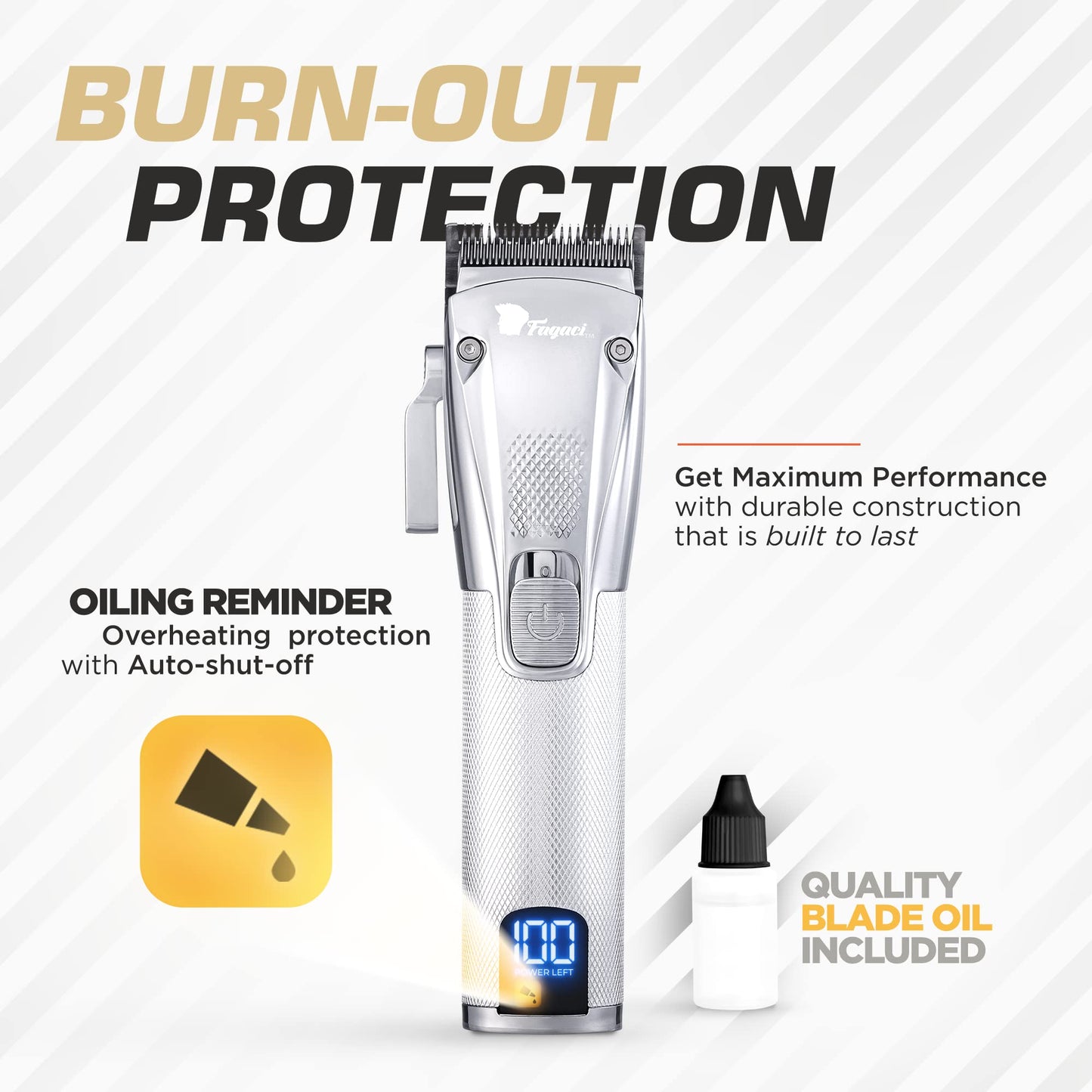Fagaci Professional Hair Clippers for Barbers with Precise Cutting, Turbo Power Cordless Hair Clippers for Men Professional, Clippers for Hair Cutting, Maquina de Cortar Cabello, Men Hair Clippers Kit