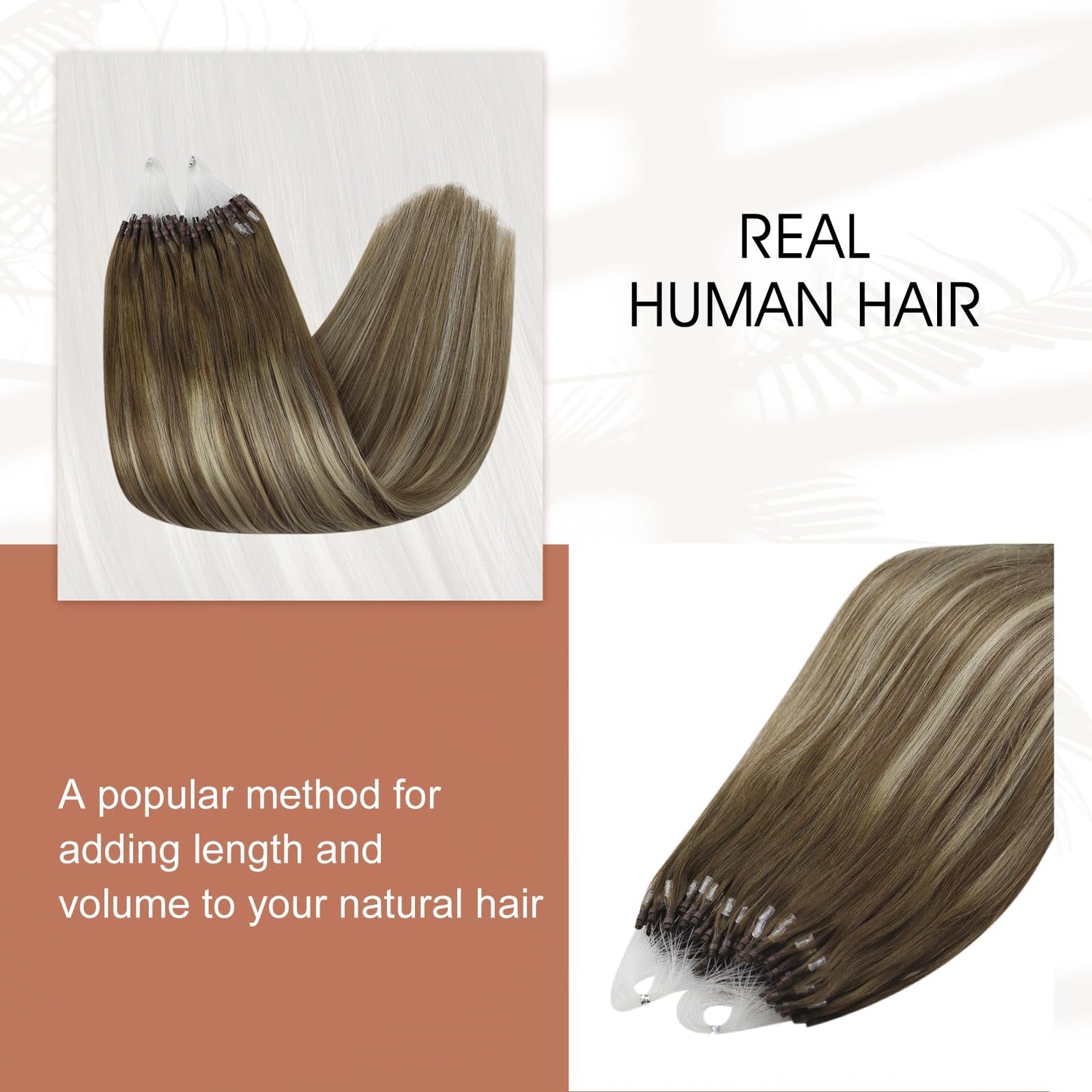 Full Shine Cold Fusion Prebonded Human Hair Extensions with Microbeads Color 18 Ash Blonde Highlighted 613 Blonde Micro Link Straight Hair 22 Inch Natural Hair Extensions for Women 50 Strands