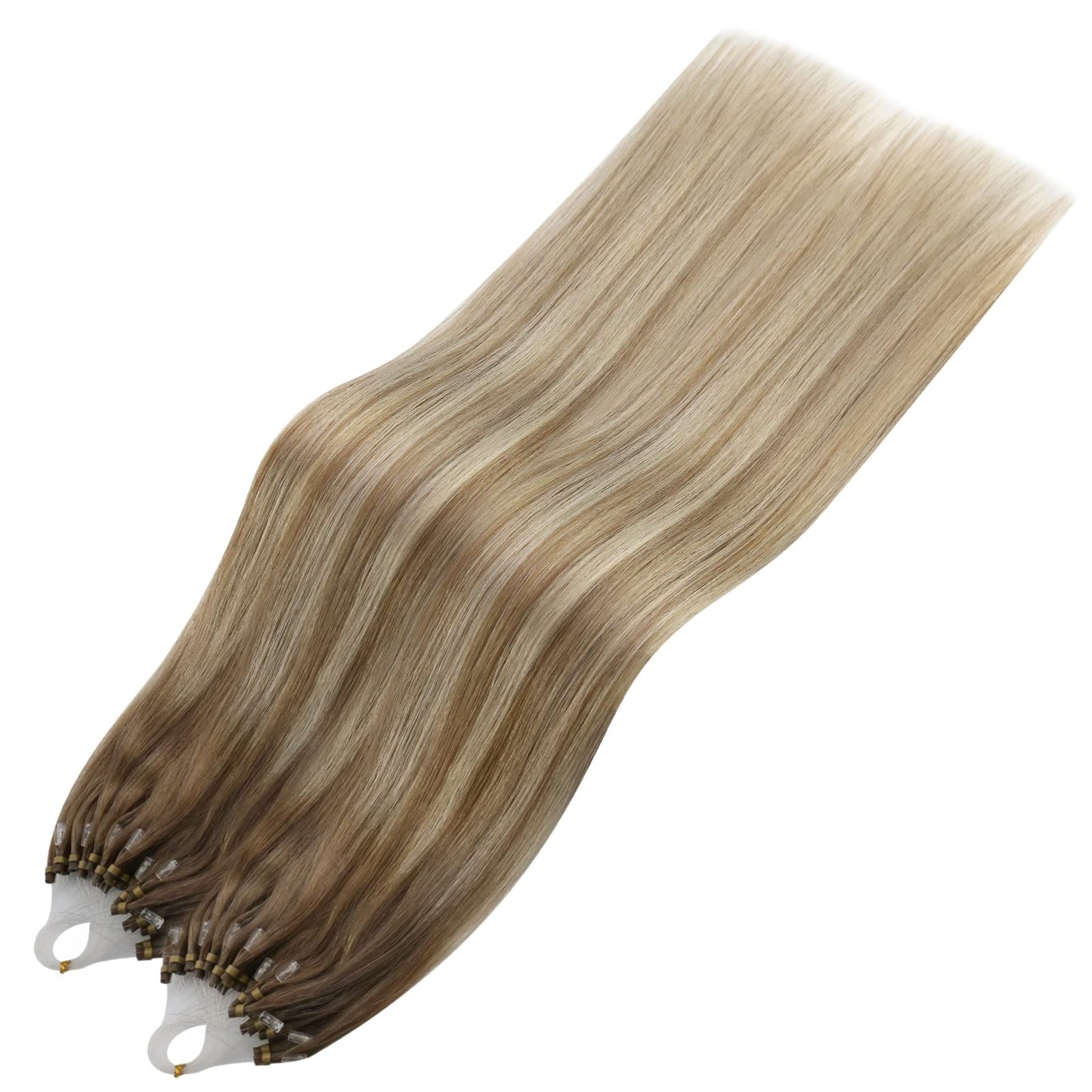 REMY premium Micro Link Hair Extensions Highlight Micro Loop Hair Extensions Real Human Hair Light Brown Highlights Blonde Micro Extensions Real Human Hair Add Hair Volume 18 Inch 50s/50g