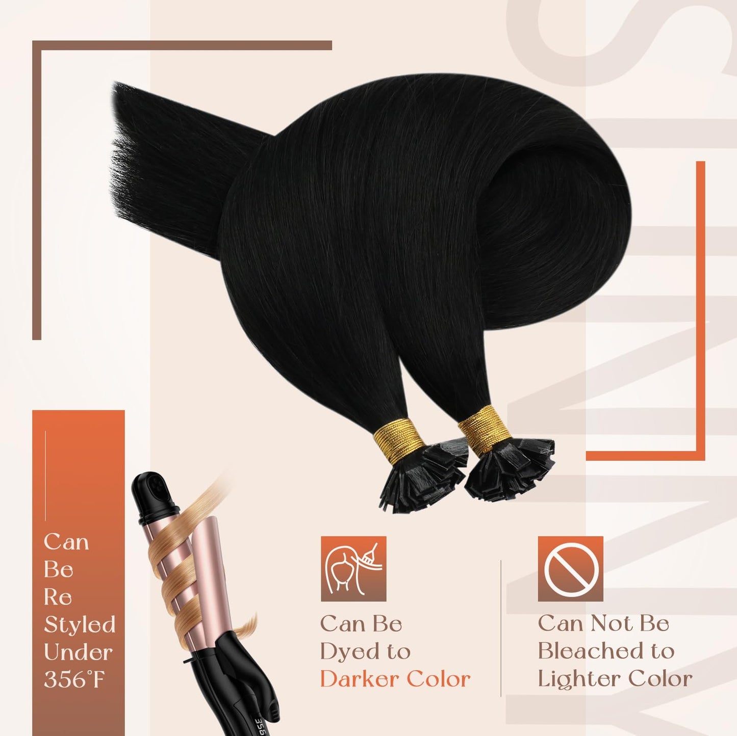 Remy Flat Tip Hair Extensions Human Hair Keratin Fusion Hair Extensions Real Human Hair Extensions for Women 50G/50S Warm Ash Blonde Highlight Bleach Blonde 16inch