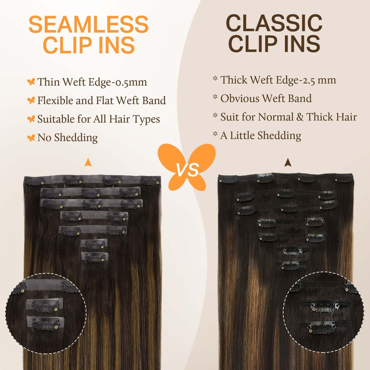 DOORES Seamless Clip in Hair Extensions Real Human Hair, Jet Black 150g 7pcs 20 Inch, Hair Extensions Clip in Human Hair Extensions Clip ins with Thin Weft Thick Straight Hair