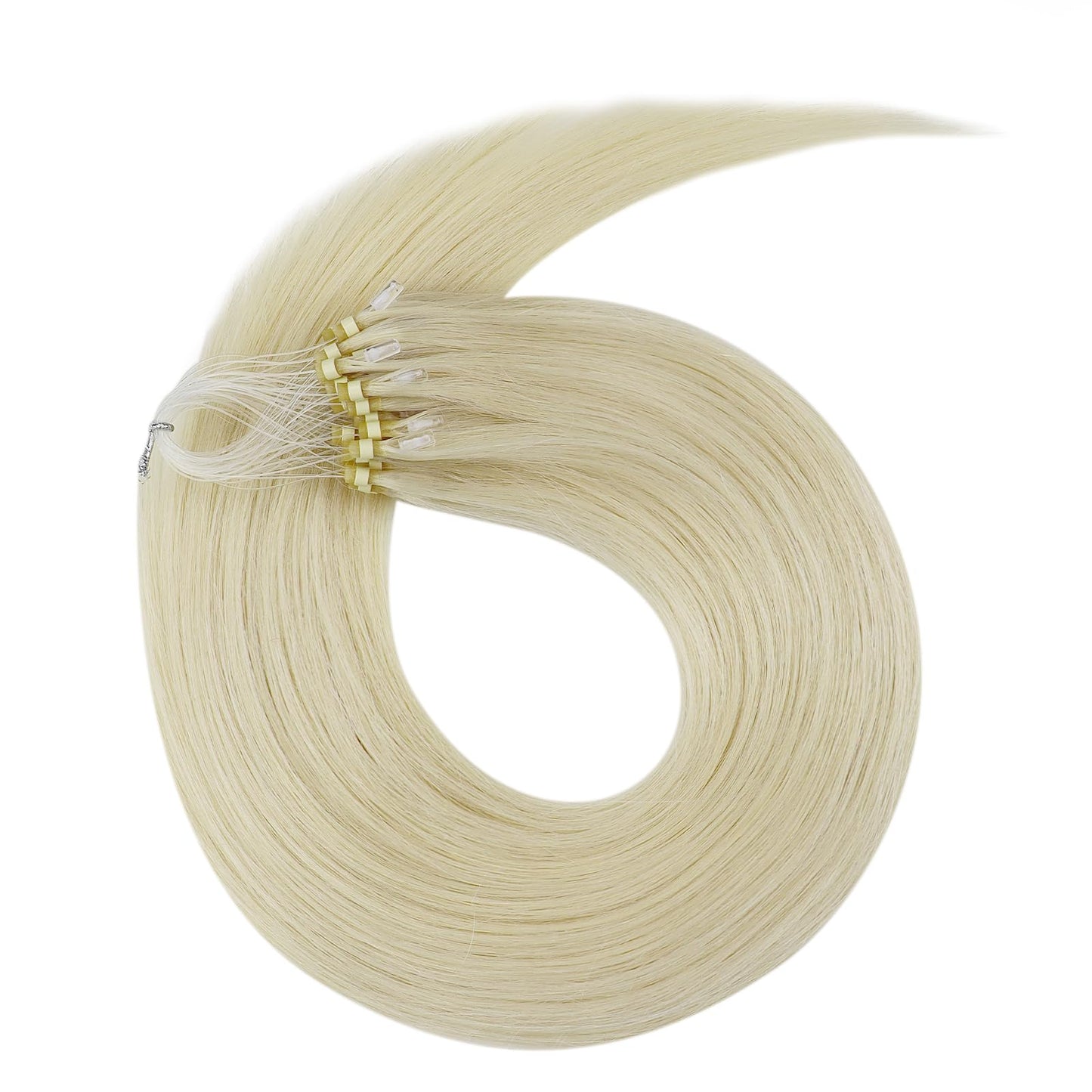 Full Shine Cold Fusion Prebonded Human Hair Extensions with Microbeads Color 18 Ash Blonde Highlighted 613 Blonde Micro Link Straight Hair 22 Inch Natural Hair Extensions for Women 50 Strands