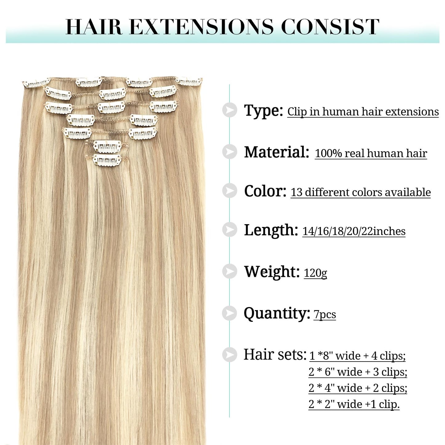 DOORES Seamless Clip in Hair Extensions Real Human Hair, Jet Black 150g 7pcs 20 Inch, Hair Extensions Clip in Human Hair Extensions Clip ins with Thin Weft Thick Straight Hair