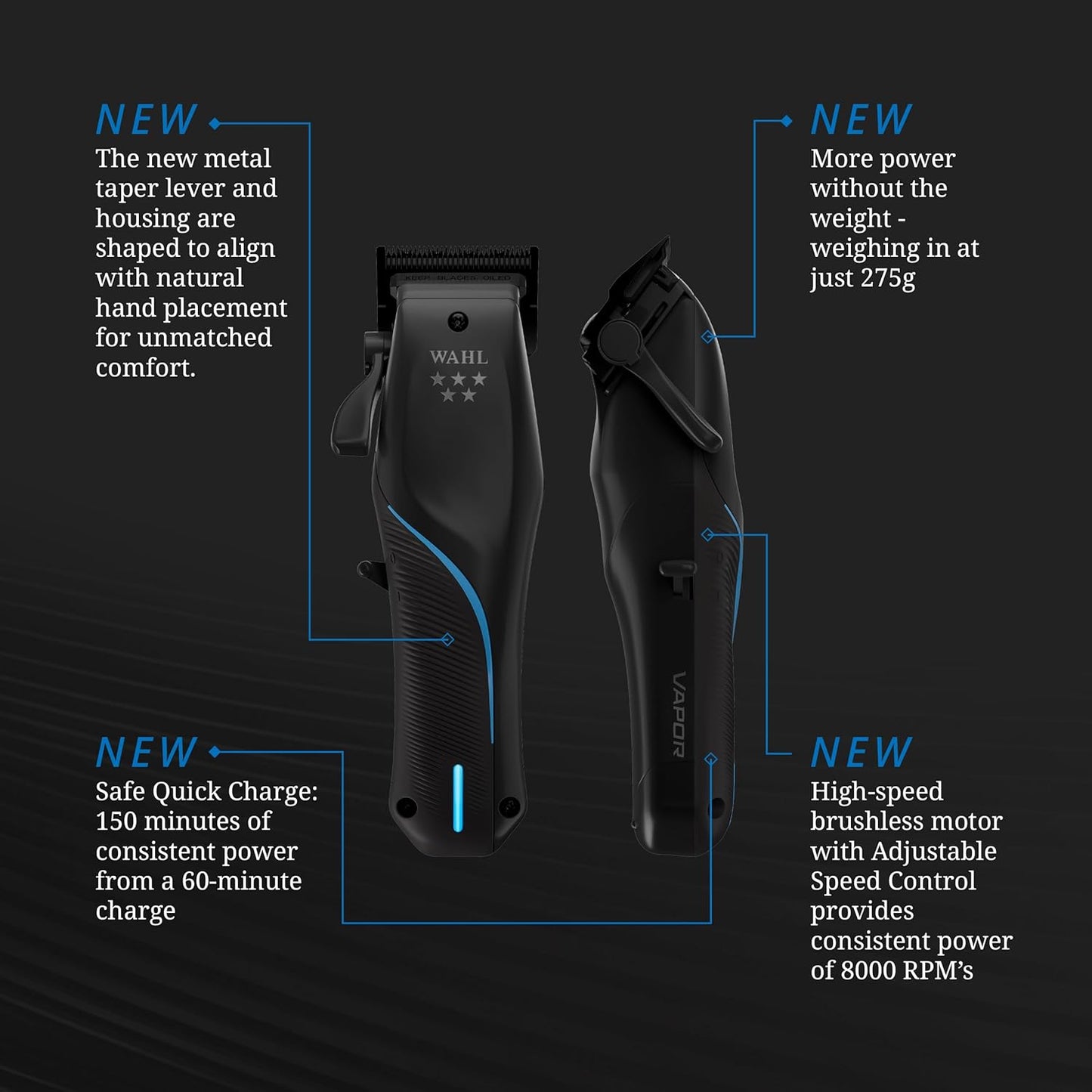 Wahl Professional 5-Star Vapor Clipper with F32 FADEOUT Adjustable Balding Blade, Adaptable Speed Control, Cord/Cordless