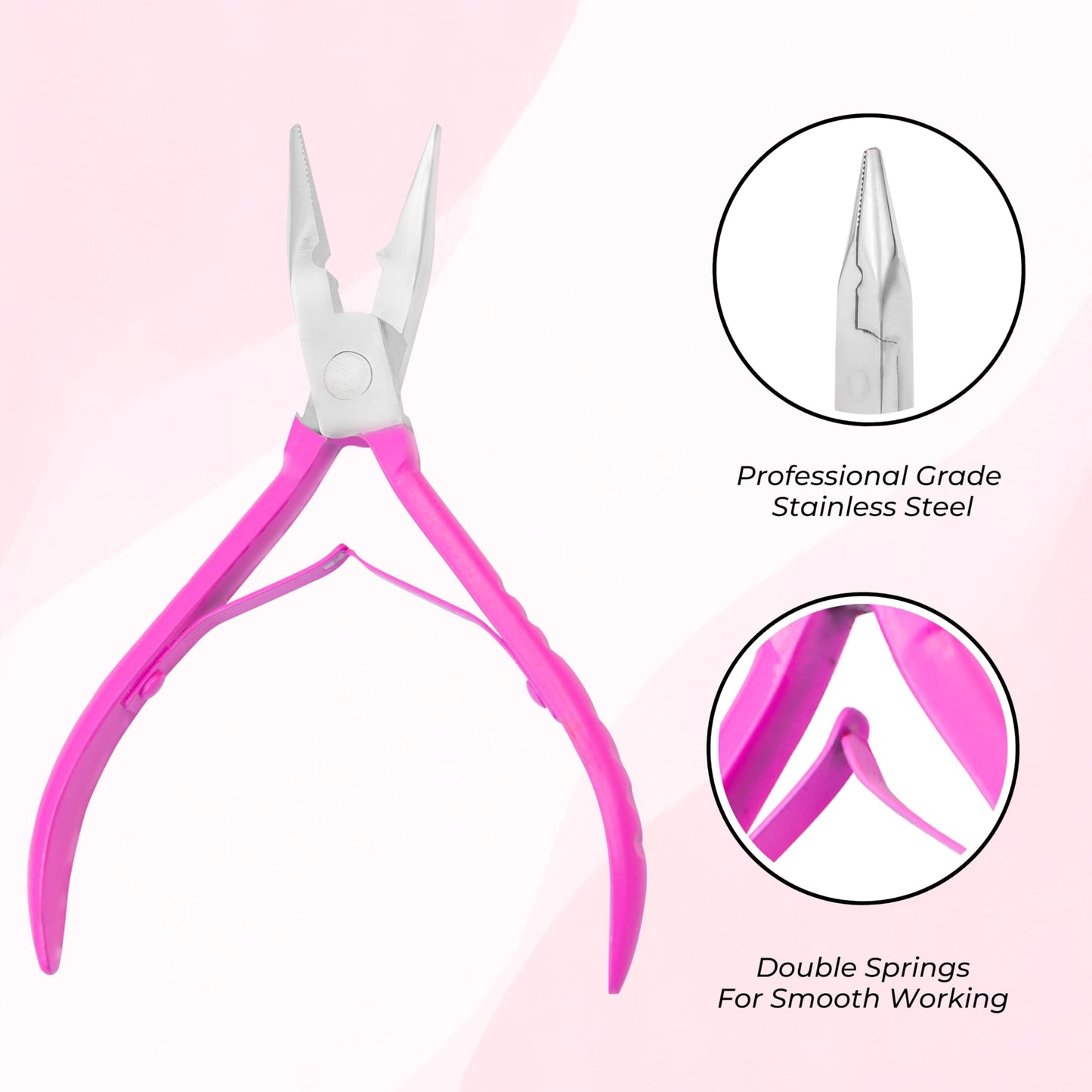 SIVOTE Hair Extension Beads Closer Plier Pink - Multi Functional Tool Kit for Micro Links, Micro Rings, Feather Extensions, and Seamless Beads Closure