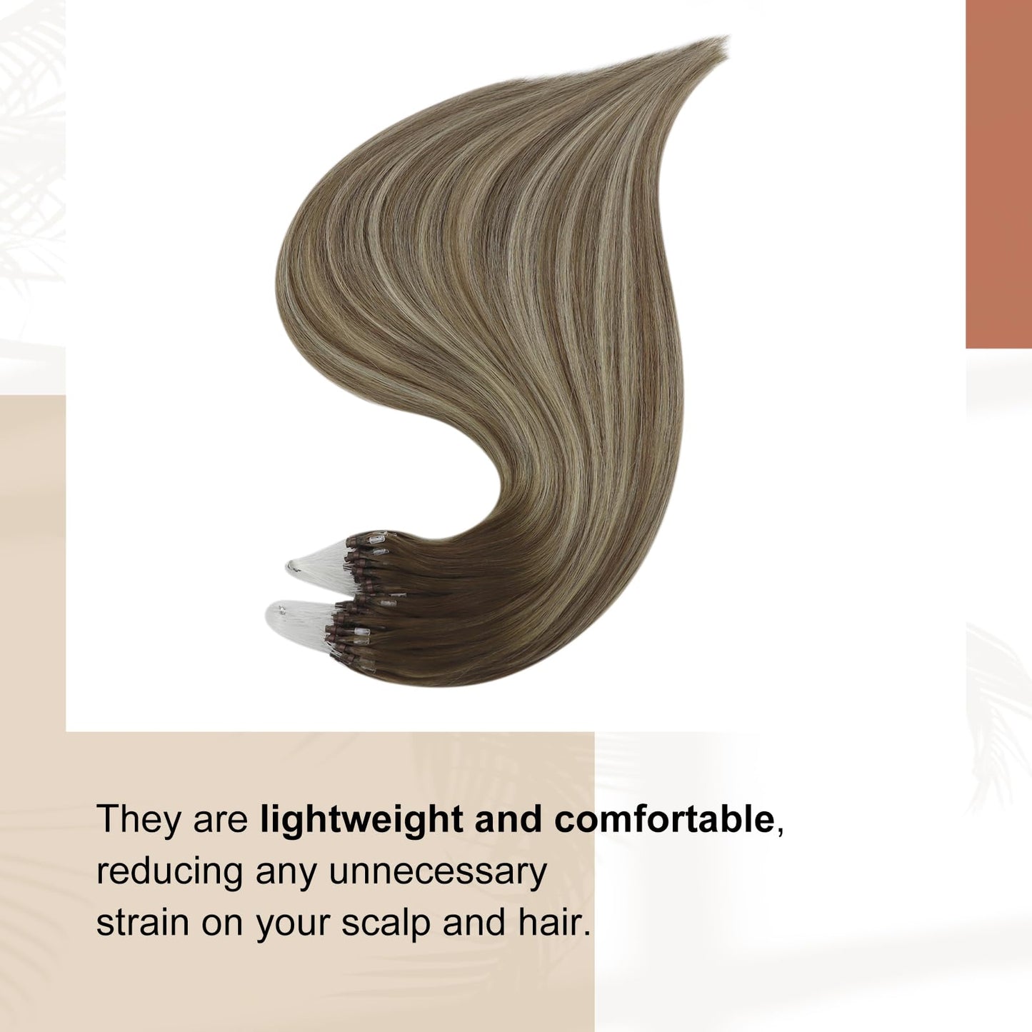 Full Shine Cold Fusion Prebonded Human Hair Extensions with Microbeads Color 18 Ash Blonde Highlighted 613 Blonde Micro Link Straight Hair 22 Inch Natural Hair Extensions for Women 50 Strands