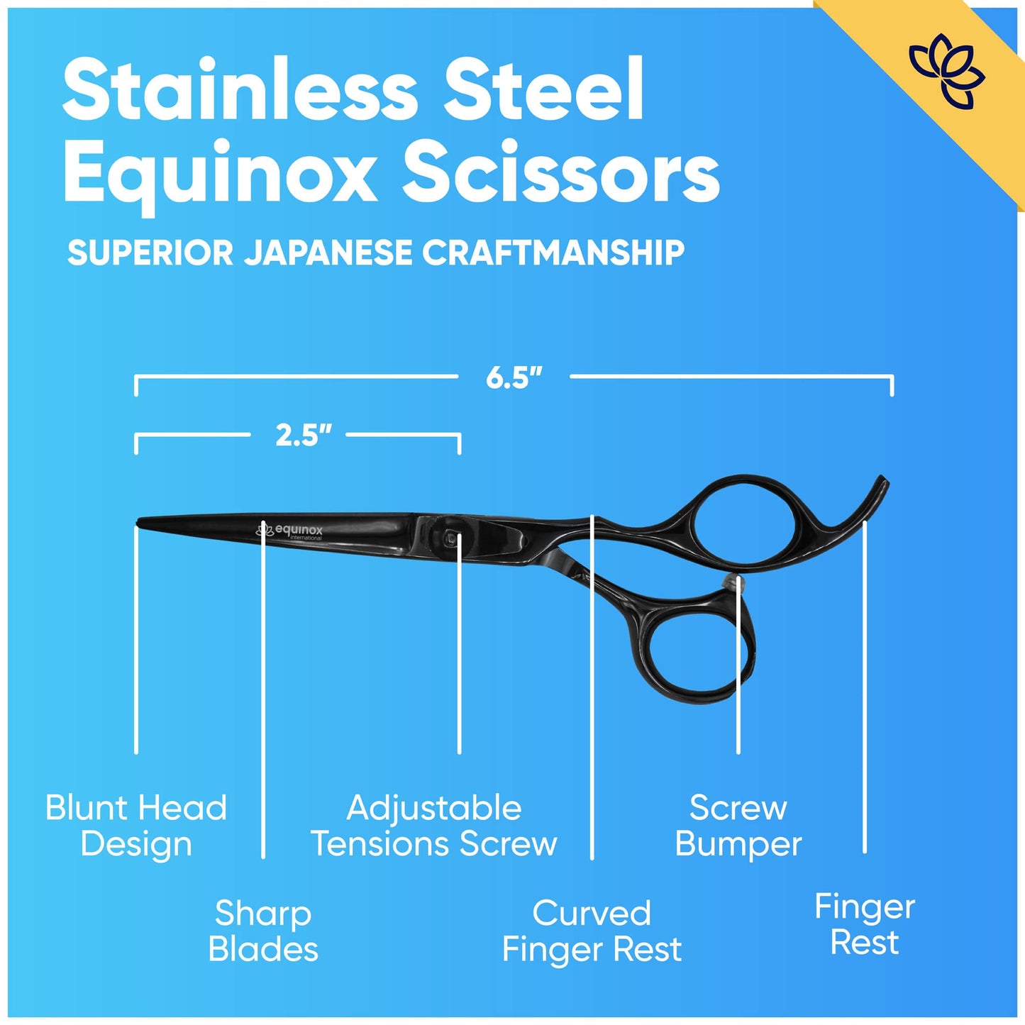 Equinox Professional Hair Scissors - 6.5 Inches Sharp Razor Edge Series Hair Cutting Scissors - Perfect Barber Hairdresser Shears - Japanese Stainless Steel Haircut Kit