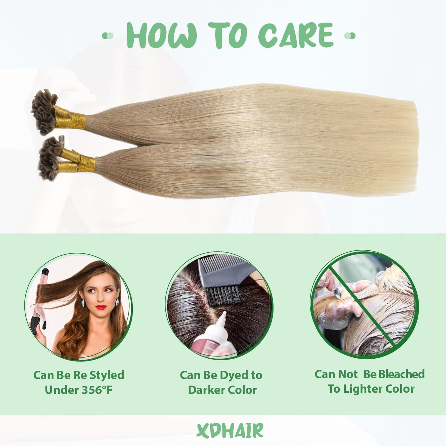 U Tip Hair Extensions Real Human Hair 50 Strands 50g 20inch Balayage Ombre Walnut Brown to Ash Brown and Blonde Pre Bonded Hair Extensions Nail U Tip Hair Extensions #3/8/22 20inch