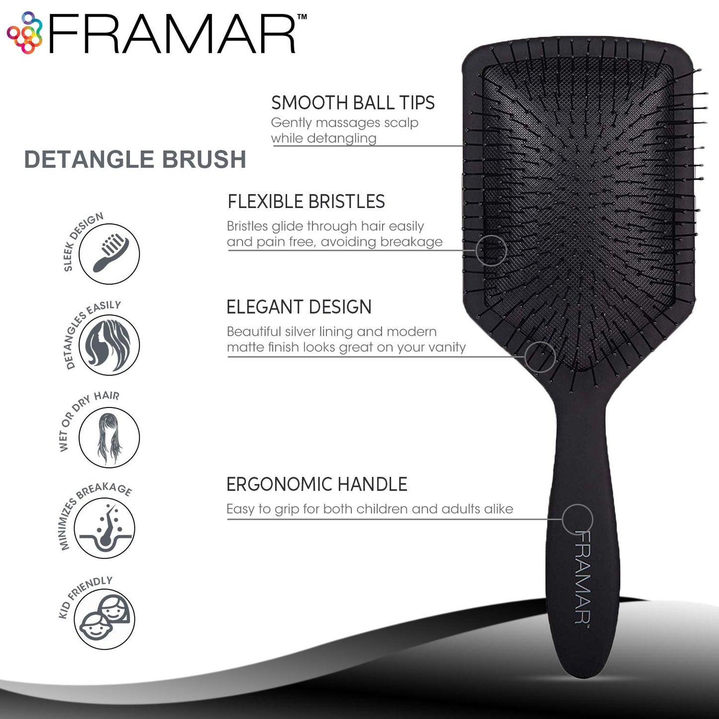 FRAMAR Detangling Hair Brush, Paddle Brush – Elegant Hair Brush For Women, Detangler Brush, Brosse A Cheveux, Curly Hair Brush, Hair Detangler for Women, Men and Children - Cow Print