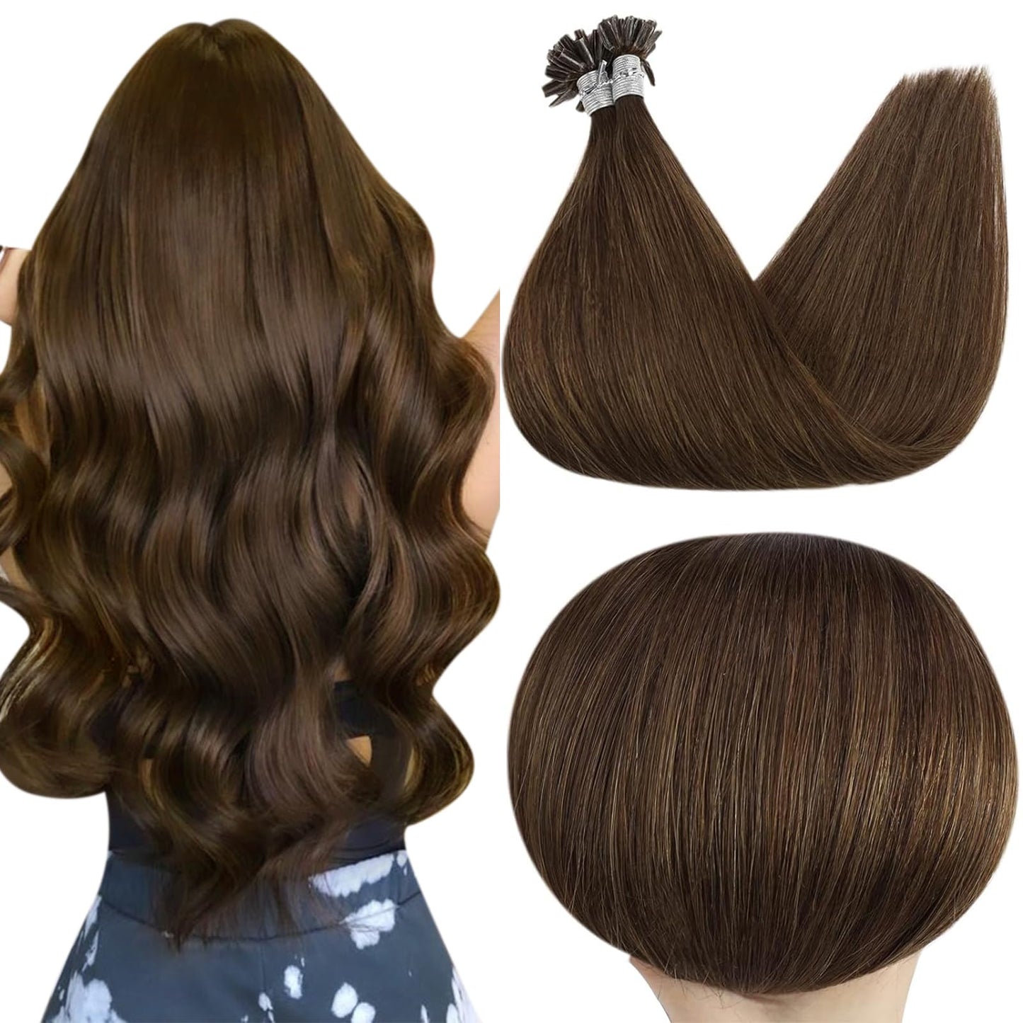 Full Shine Cold Fusion Prebonded Human Hair Extensions with Microbeads Color 18 Ash Blonde Highlighted 613 Blonde Micro Link Straight Hair 22 Inch Natural Hair Extensions for Women 50 Strands
