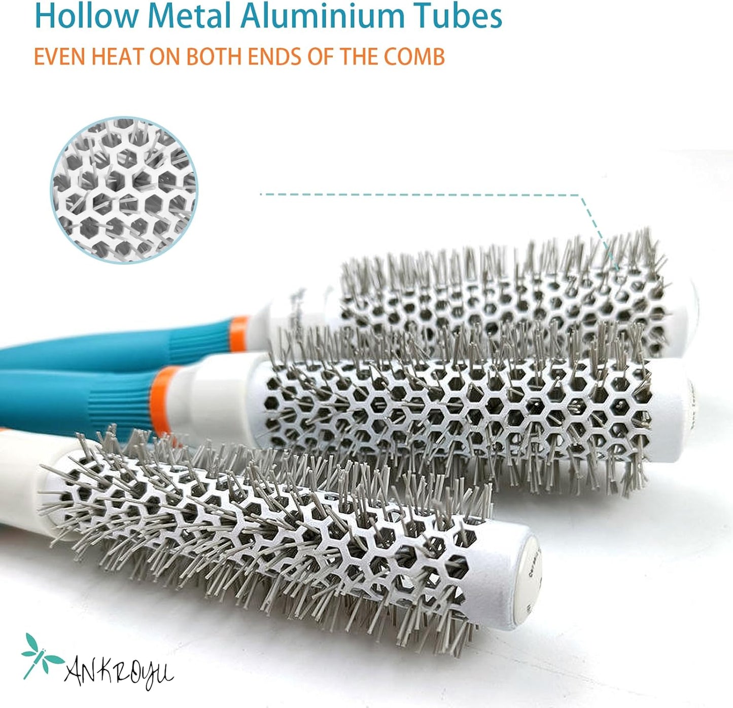 Round Hair Brush, Aluminum Moroccan Oil Round Brush, Roller Hairbrush, Round Brush for Blow Drying, Curling, Straightening(10.6x2.3in)