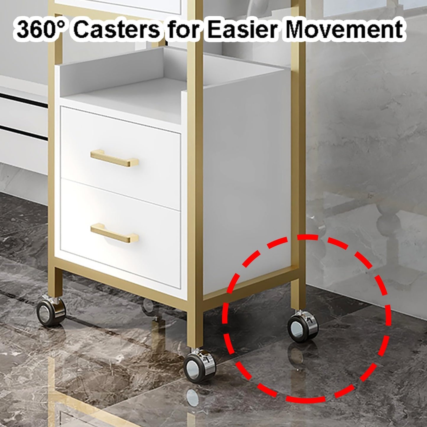 Hair Styling Salon Trolley Cart with Wheels and 3 Drawers Salon Storage Trolley Cart with Dryer Holder for Barber Hairdresser Cosmetology Stylist Storage Station(White)