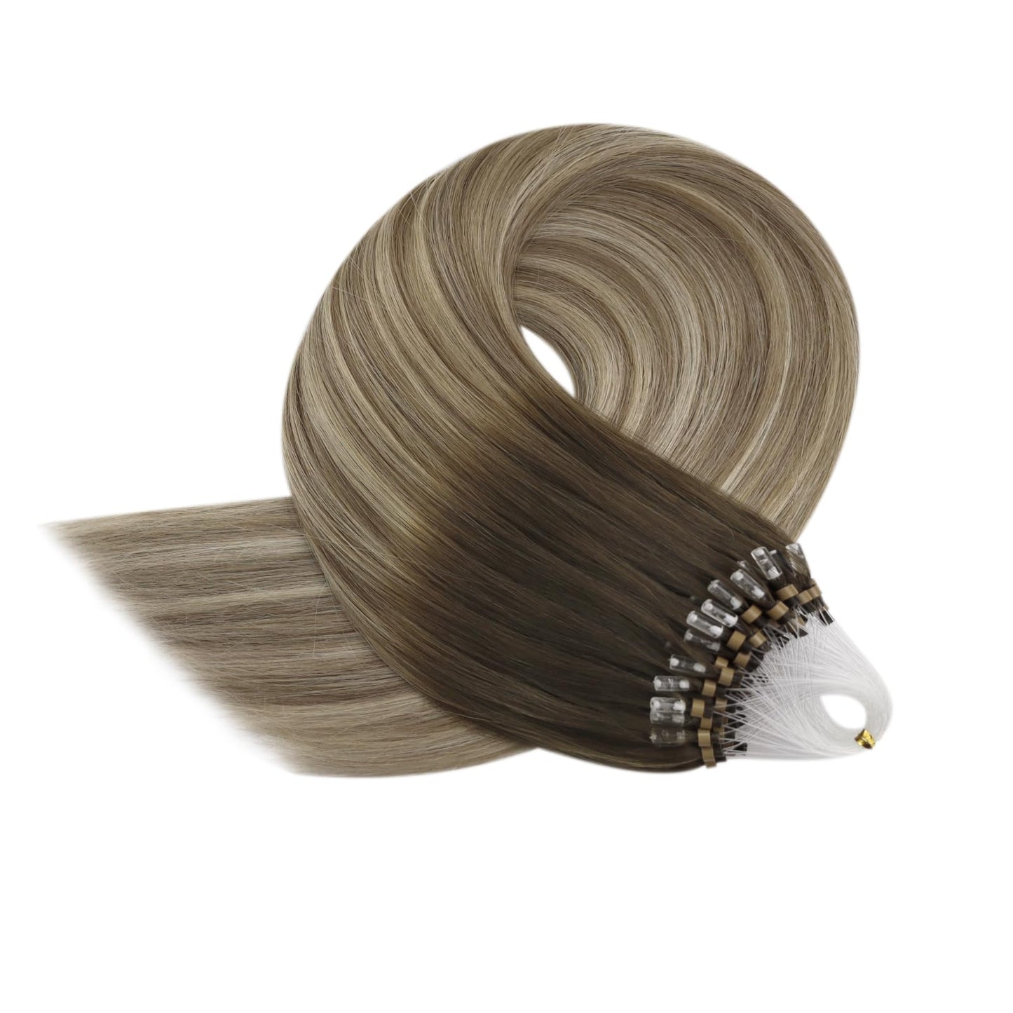 REMY premium Micro Link Hair Extensions Highlight Micro Loop Hair Extensions Real Human Hair Light Brown Highlights Blonde Micro Extensions Real Human Hair Add Hair Volume 18 Inch 50s/50g
