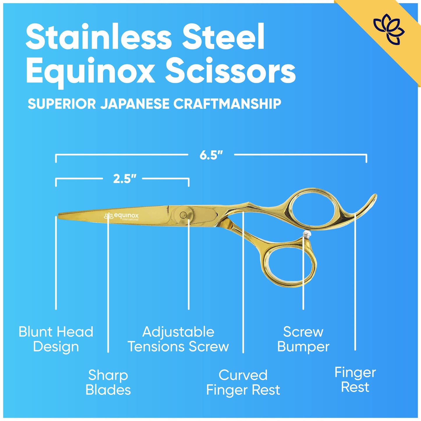 Equinox Professional Hair Scissors - 6.5 Inches Sharp Razor Edge Series Hair Cutting Scissors - Perfect Barber Hairdresser Shears - Japanese Stainless Steel Haircut Kit