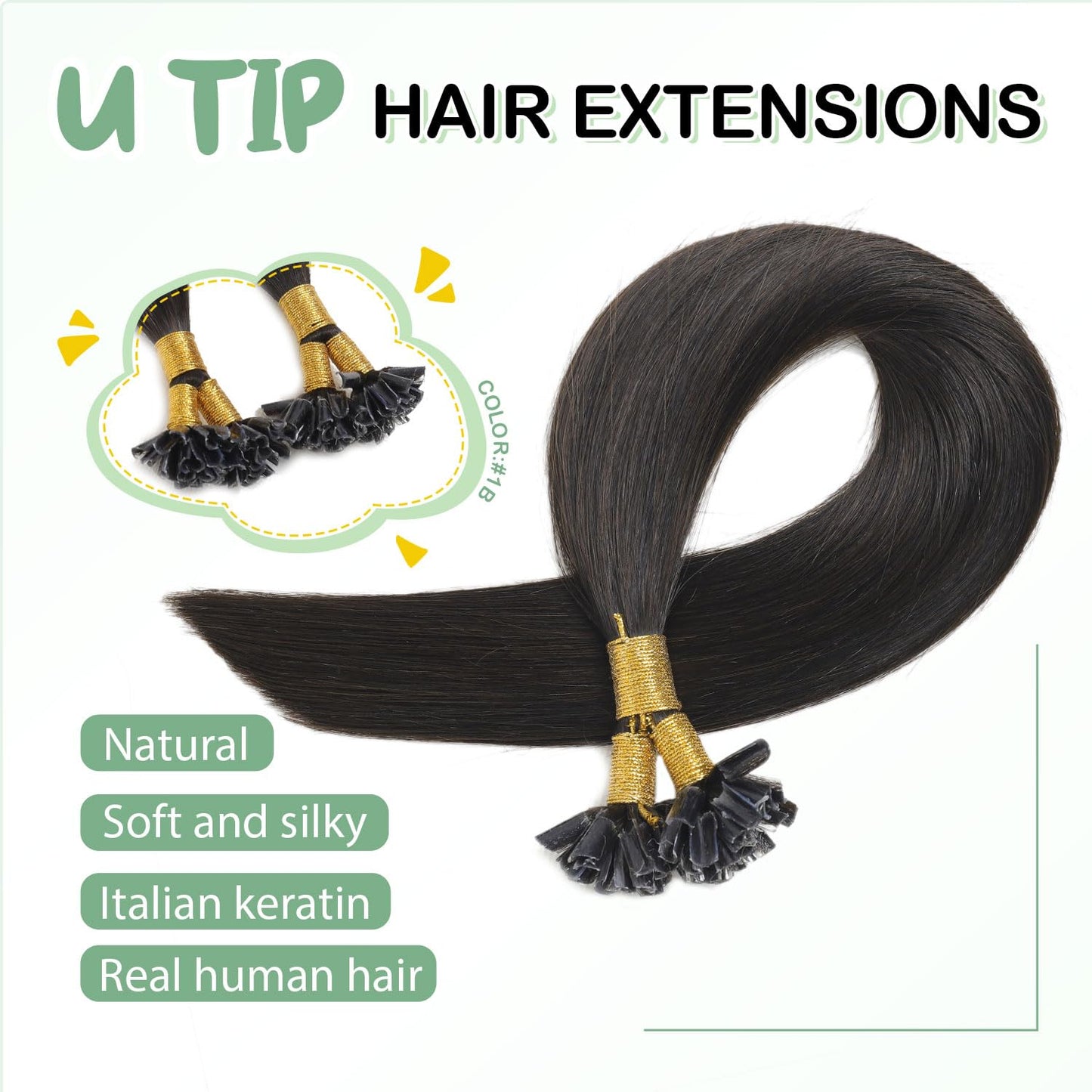 U Tip Hair Extensions Real Human Hair 50 Strands 50g 20inch Balayage Ombre Walnut Brown to Ash Brown and Blonde Pre Bonded Hair Extensions Nail U Tip Hair Extensions #3/8/22 20inch