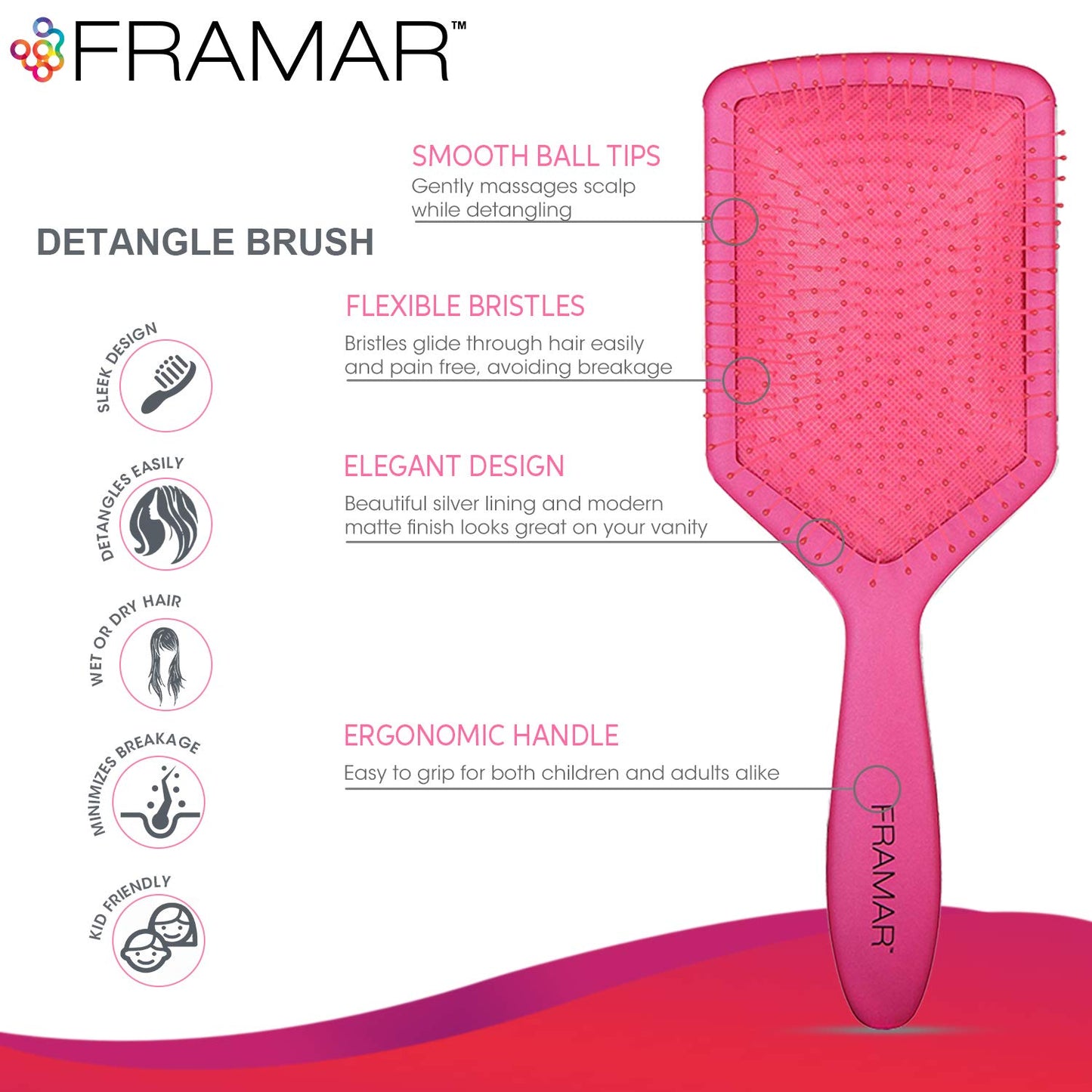 FRAMAR Detangling Hair Brush, Paddle Brush – Elegant Hair Brush For Women, Detangler Brush, Brosse A Cheveux, Curly Hair Brush, Hair Detangler for Women, Men and Children - Cow Print