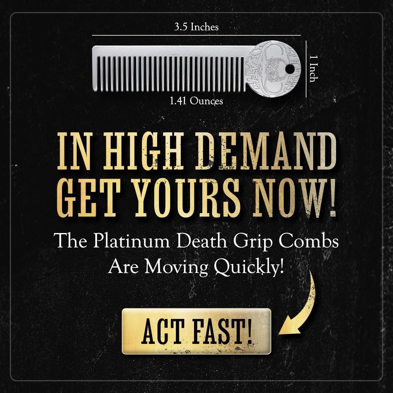 Death Grip Platinum Edition Mustache Comb for Men