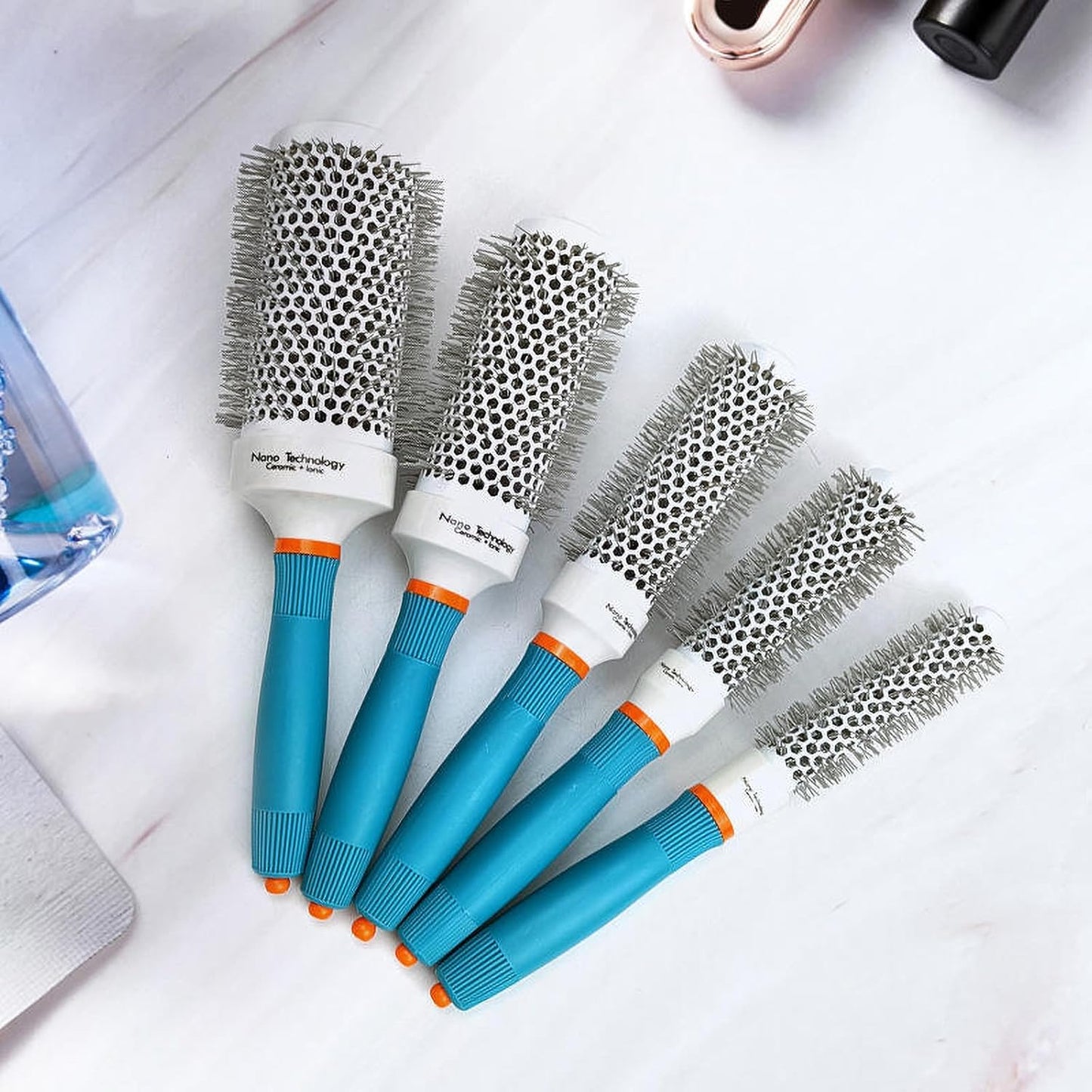 Round Hair Brush, Aluminum Moroccan Oil Round Brush, Roller Hairbrush, Round Brush for Blow Drying, Curling, Straightening(10.6x2.3in)