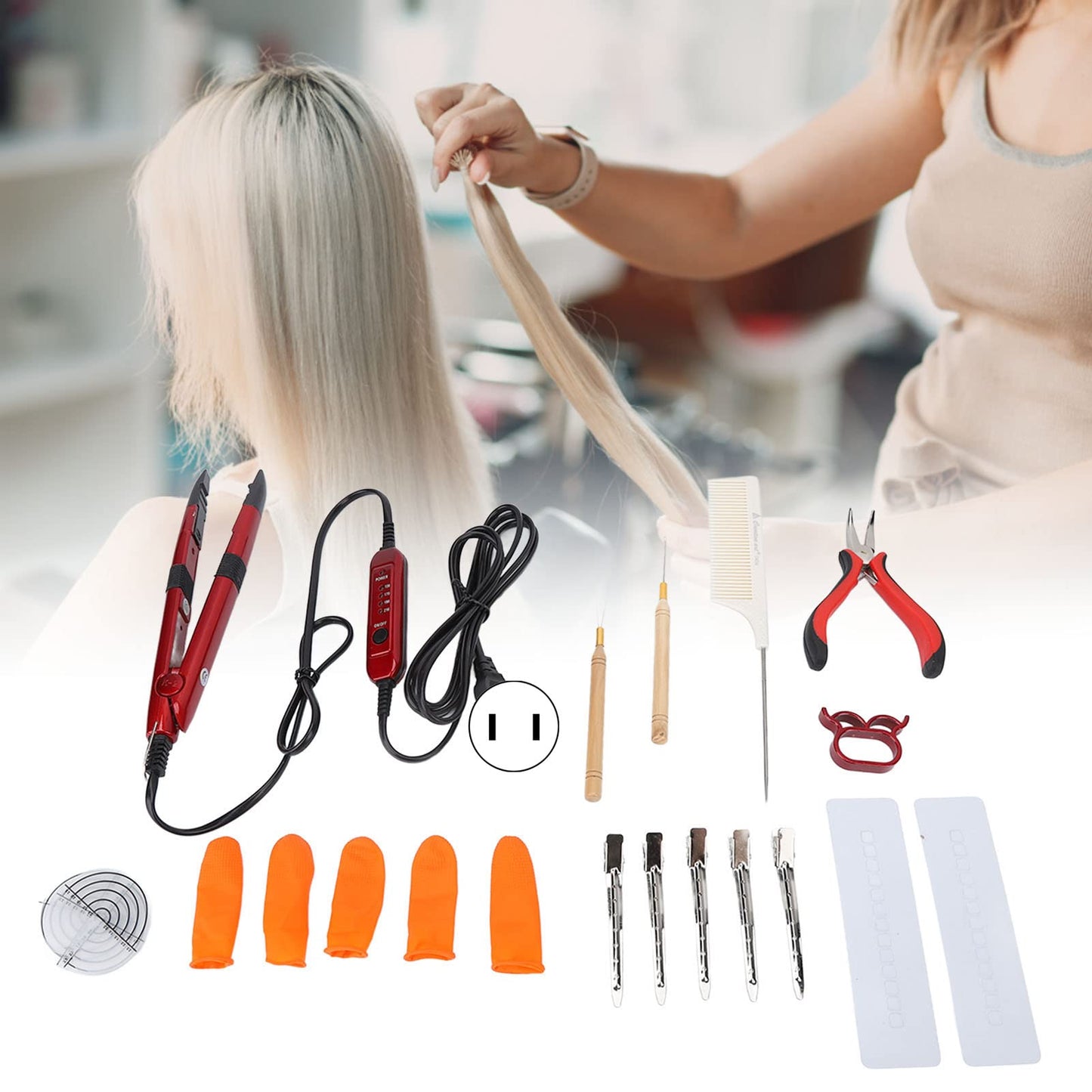 Fusion Hair Iron Tools Kit, Hair Extension Iron Constant Temperature Thermal Insulation Sheet Hair Extension Crochet Hair Extensions Tools(#2)
