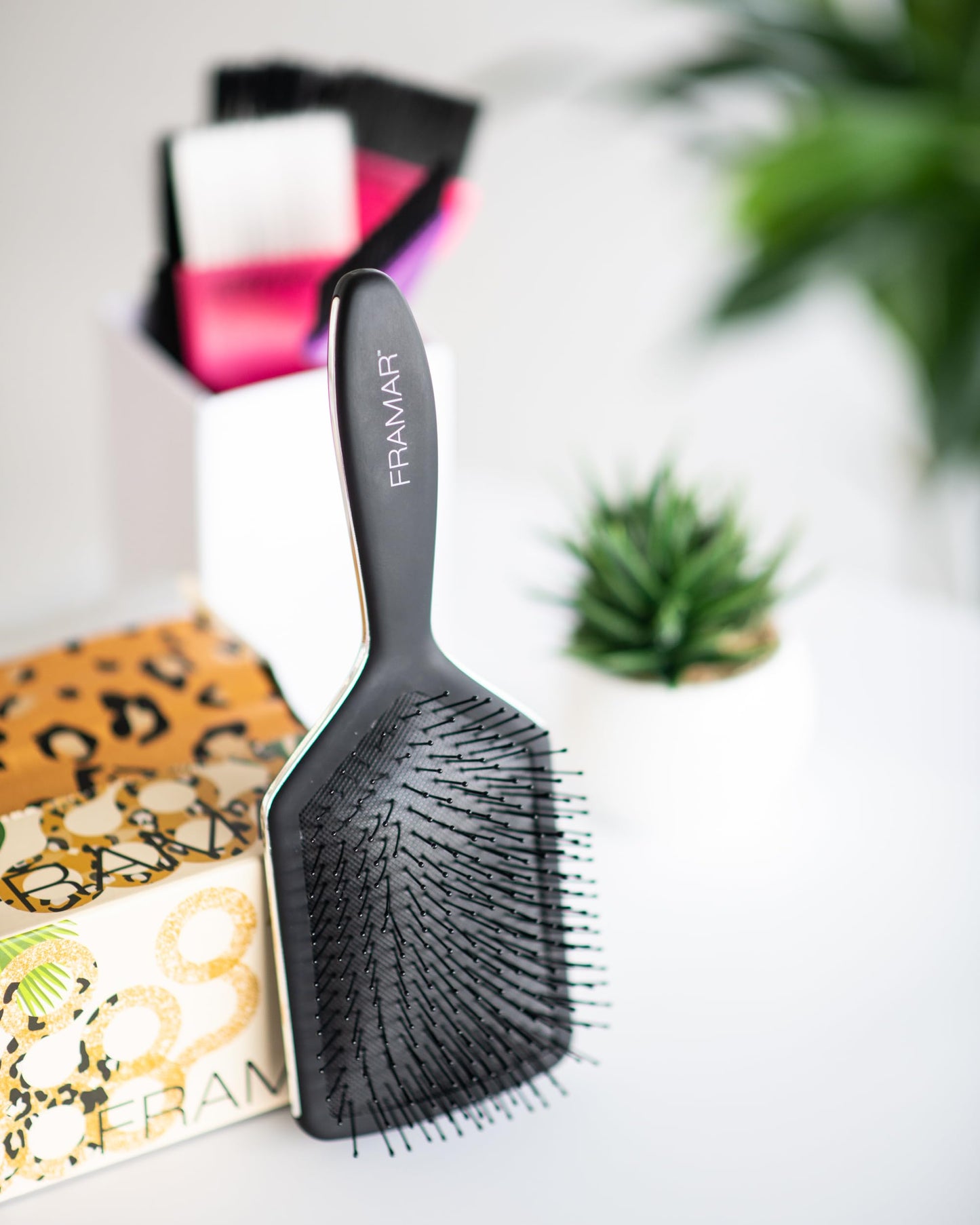 FRAMAR Detangling Hair Brush, Paddle Brush – Elegant Hair Brush For Women, Detangler Brush, Brosse A Cheveux, Curly Hair Brush, Hair Detangler for Women, Men and Children - Cow Print