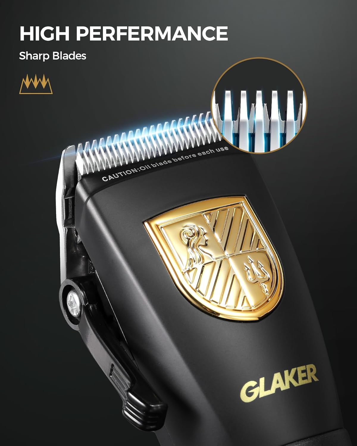 GLAKER Professional Hair Clippers for Men - Cordless Hair Clippers and Hair Trimmer Combo, Complete Barber Kit with 15 Fading Guards & Storage Bag for Hair Trimming & Beard Grooming, Ideal Gifts for Mens At-Home Haircuts