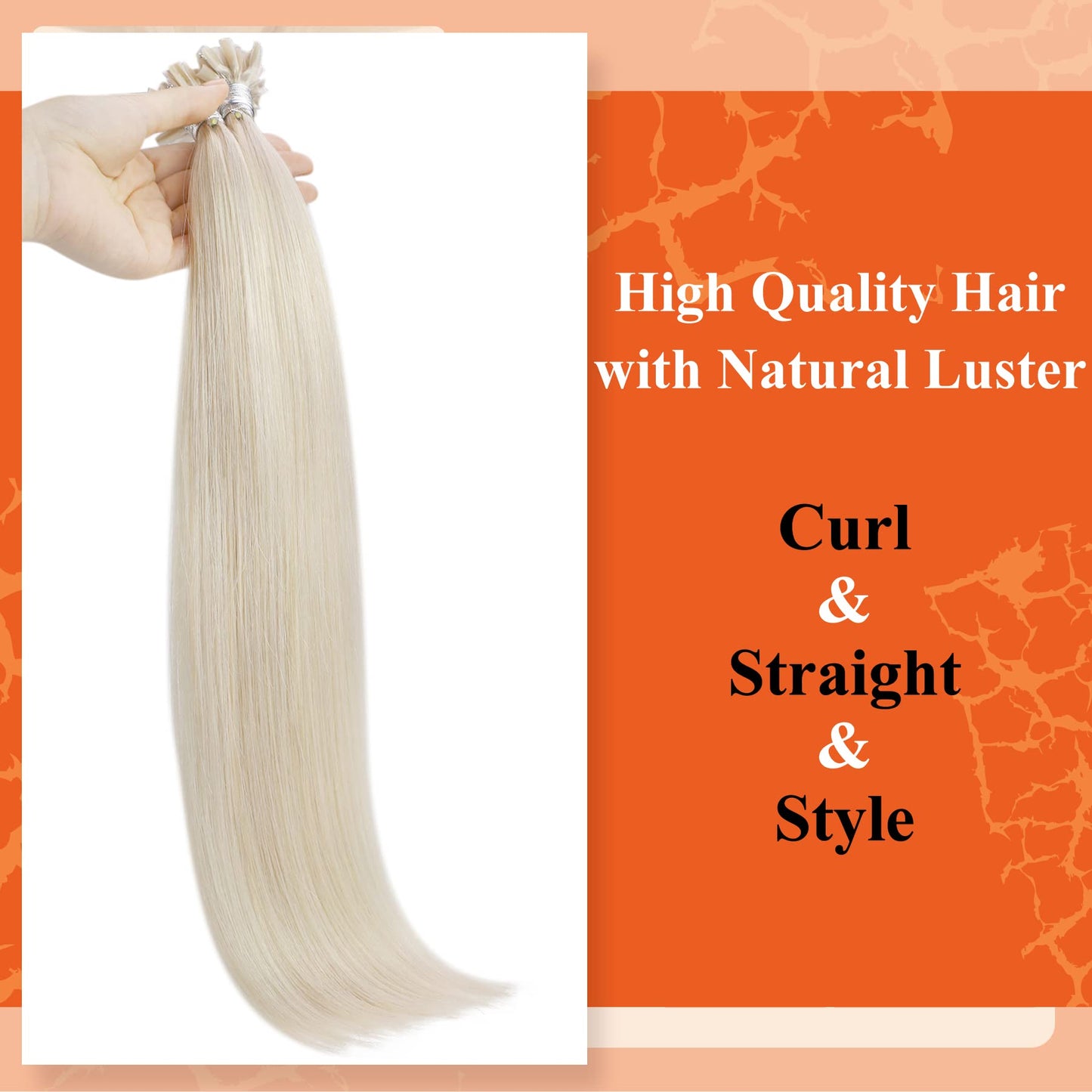 Full Shine Cold Fusion Prebonded Human Hair Extensions with Microbeads Color 18 Ash Blonde Highlighted 613 Blonde Micro Link Straight Hair 22 Inch Natural Hair Extensions for Women 50 Strands