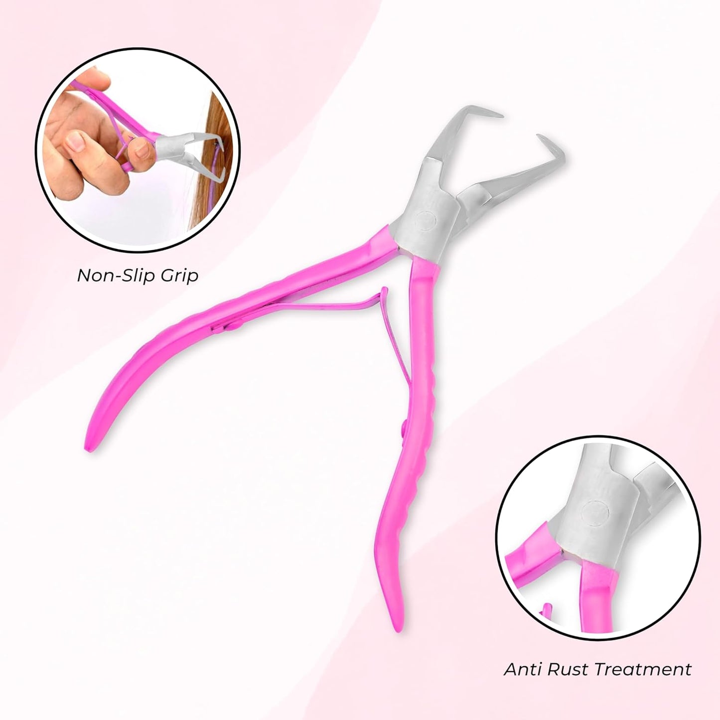 SIVOTE Hair Extension Beads Remover Pliers Pink - Stainless Steel Microlink Bead Removal Tool for Effortless Hair Extensions Removal