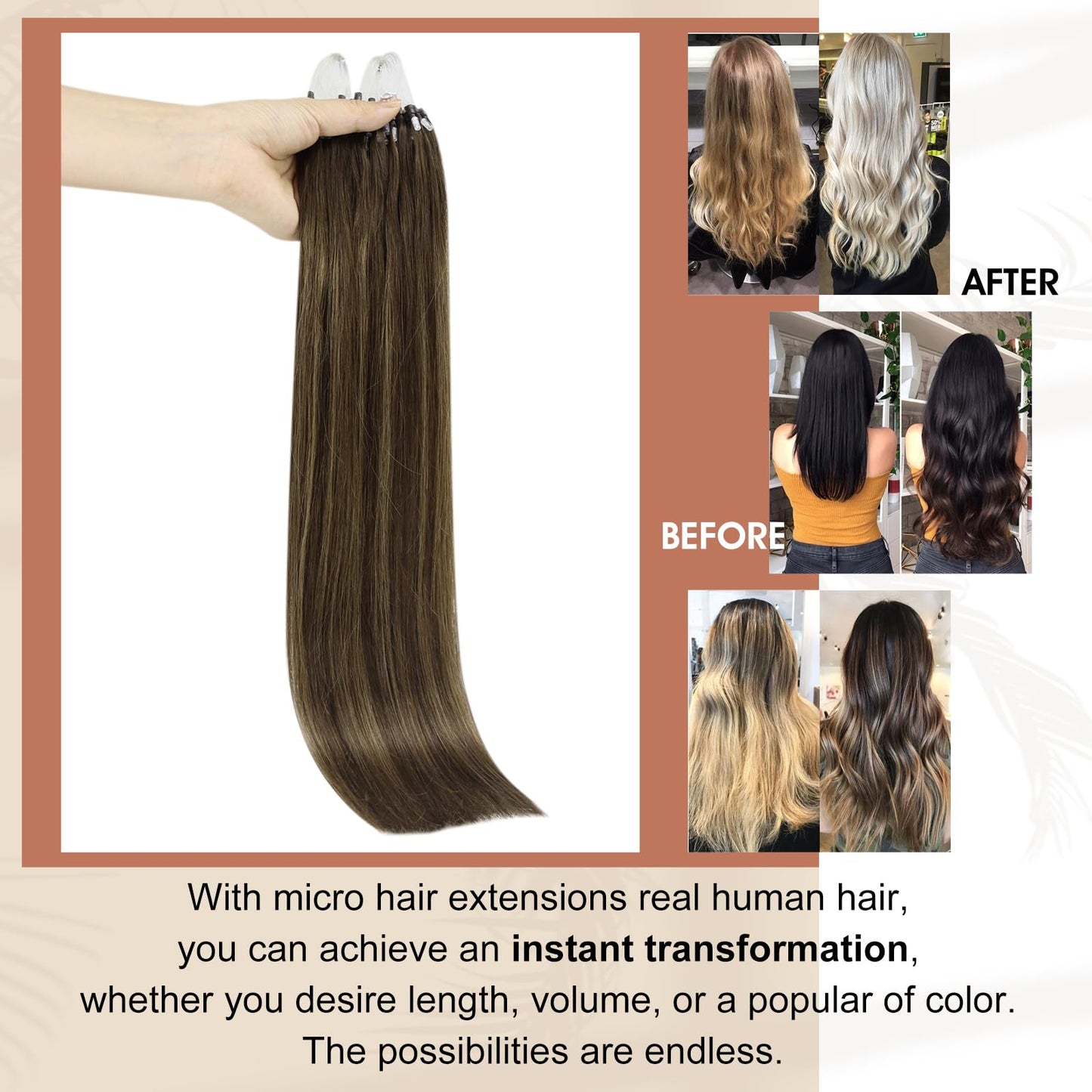 Full Shine Cold Fusion Prebonded Human Hair Extensions with Microbeads Color 18 Ash Blonde Highlighted 613 Blonde Micro Link Straight Hair 22 Inch Natural Hair Extensions for Women 50 Strands
