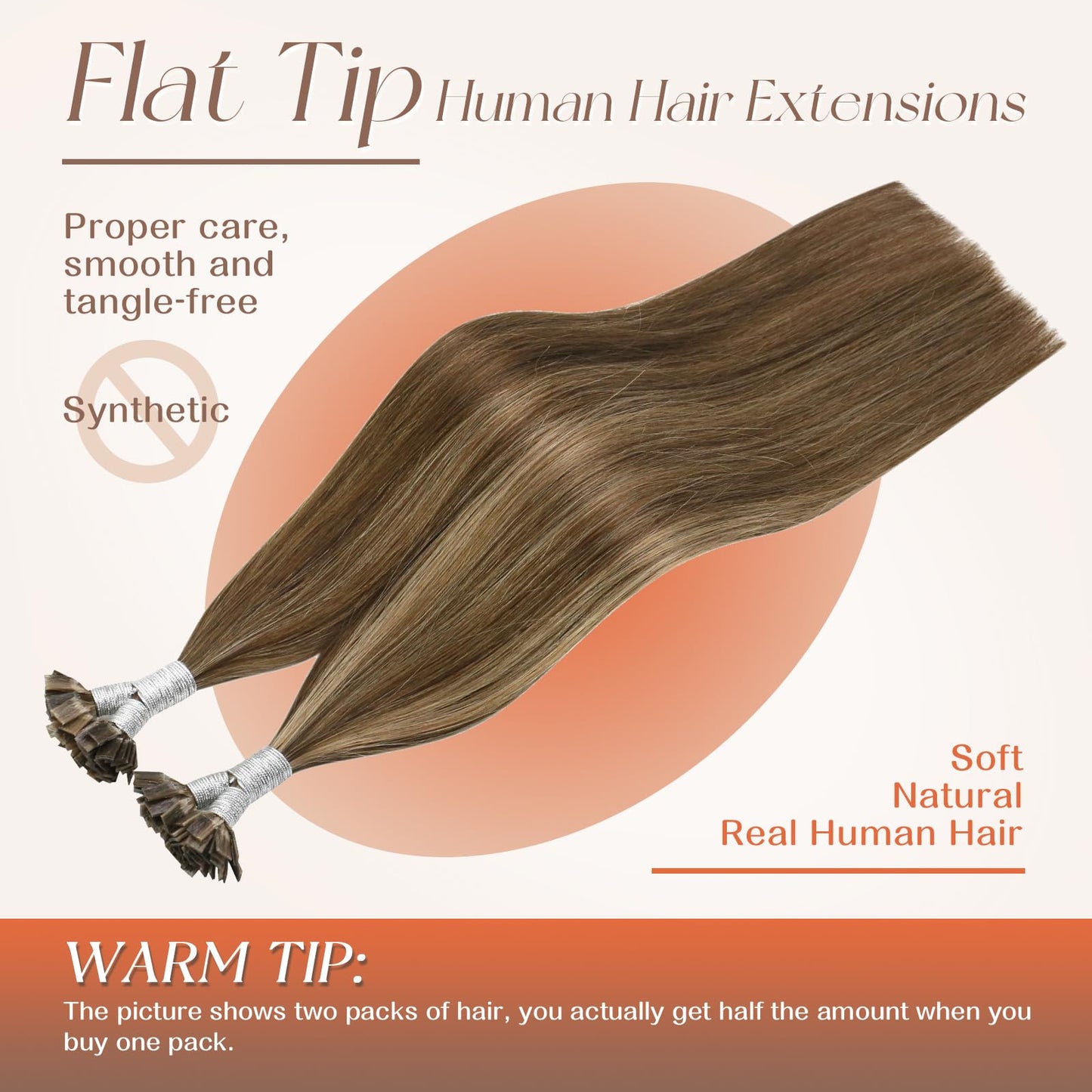 Remy Flat Tip Hair Extensions Human Hair Keratin Fusion Hair Extensions Real Human Hair Extensions for Women 50G/50S Warm Ash Blonde Highlight Bleach Blonde 16inch