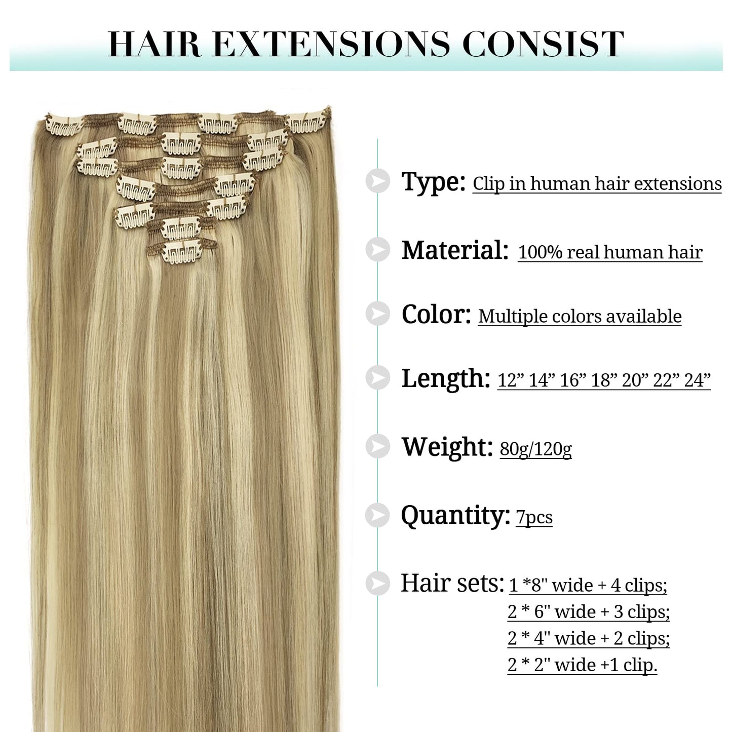 DOORES Seamless Clip in Hair Extensions Real Human Hair, Jet Black 150g 7pcs 20 Inch, Hair Extensions Clip in Human Hair Extensions Clip ins with Thin Weft Thick Straight Hair