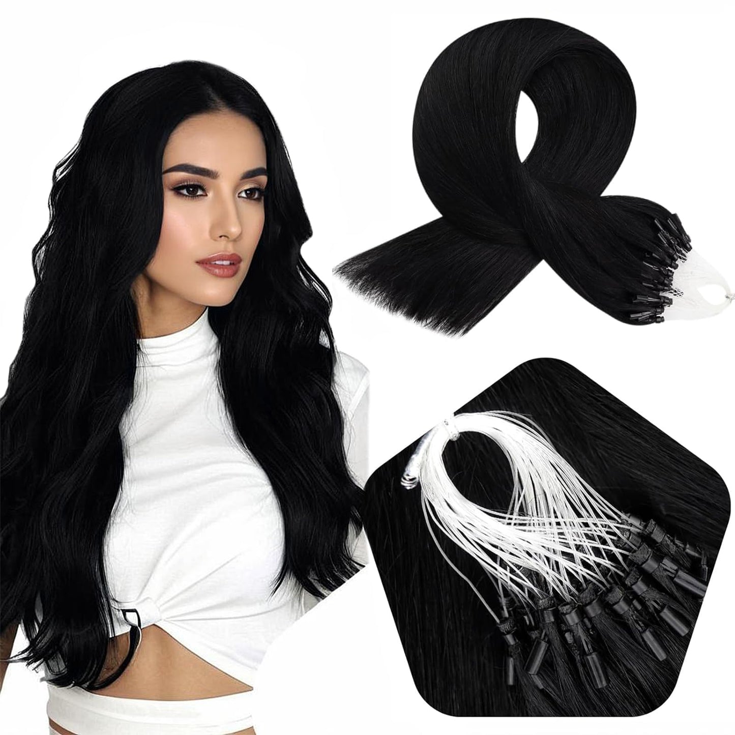 Full Shine Cold Fusion Prebonded Human Hair Extensions with Microbeads Color 18 Ash Blonde Highlighted 613 Blonde Micro Link Straight Hair 22 Inch Natural Hair Extensions for Women 50 Strands