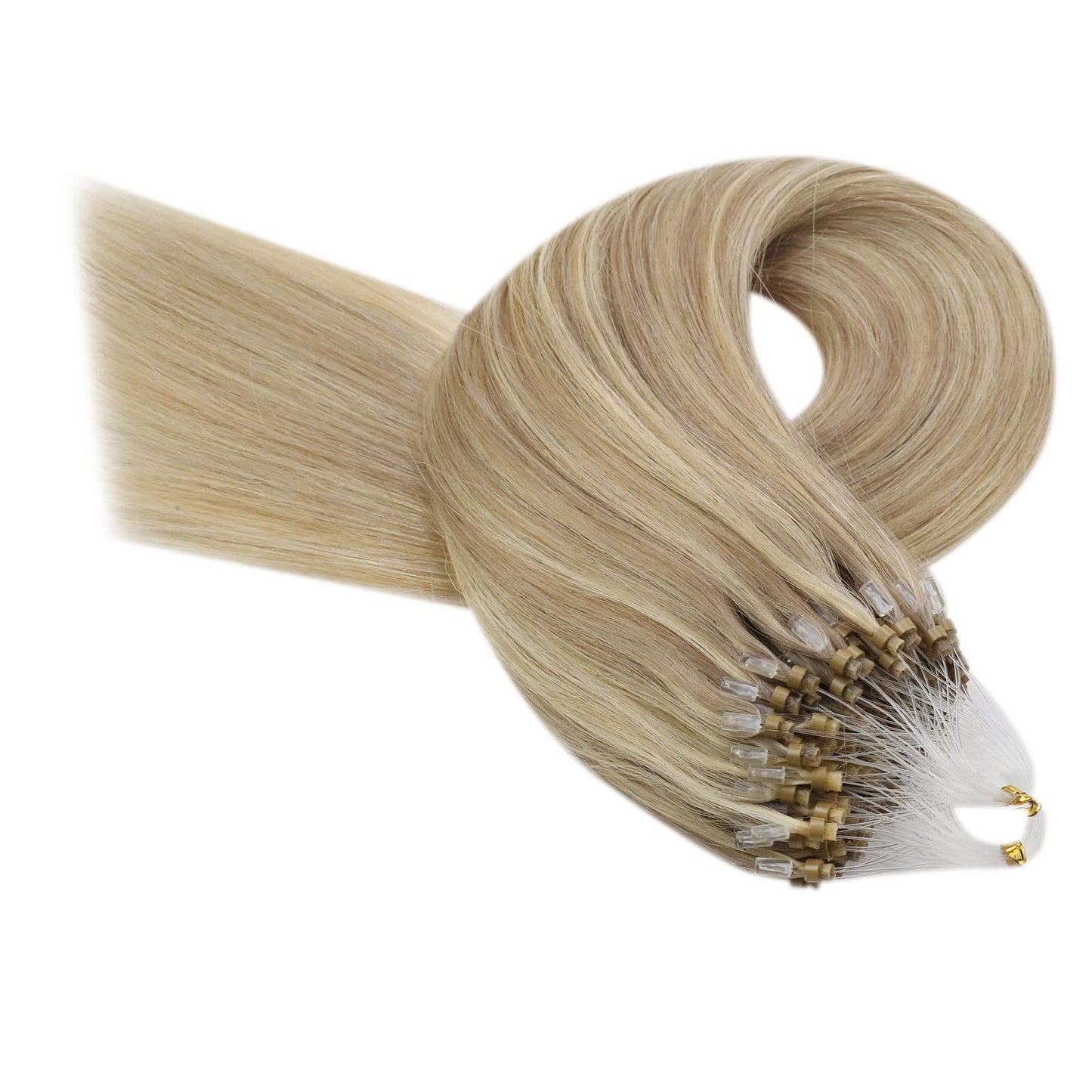 REMY premium Micro Link Hair Extensions Highlight Micro Loop Hair Extensions Real Human Hair Light Brown Highlights Blonde Micro Extensions Real Human Hair Add Hair Volume 18 Inch 50s/50g
