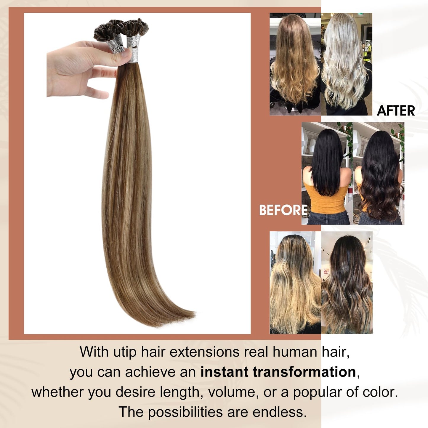 Full Shine Cold Fusion Prebonded Human Hair Extensions with Microbeads Color 18 Ash Blonde Highlighted 613 Blonde Micro Link Straight Hair 22 Inch Natural Hair Extensions for Women 50 Strands