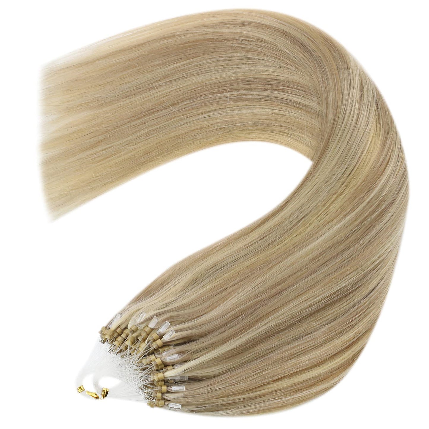 REMY premium Micro Link Hair Extensions Highlight Micro Loop Hair Extensions Real Human Hair Light Brown Highlights Blonde Micro Extensions Real Human Hair Add Hair Volume 18 Inch 50s/50g