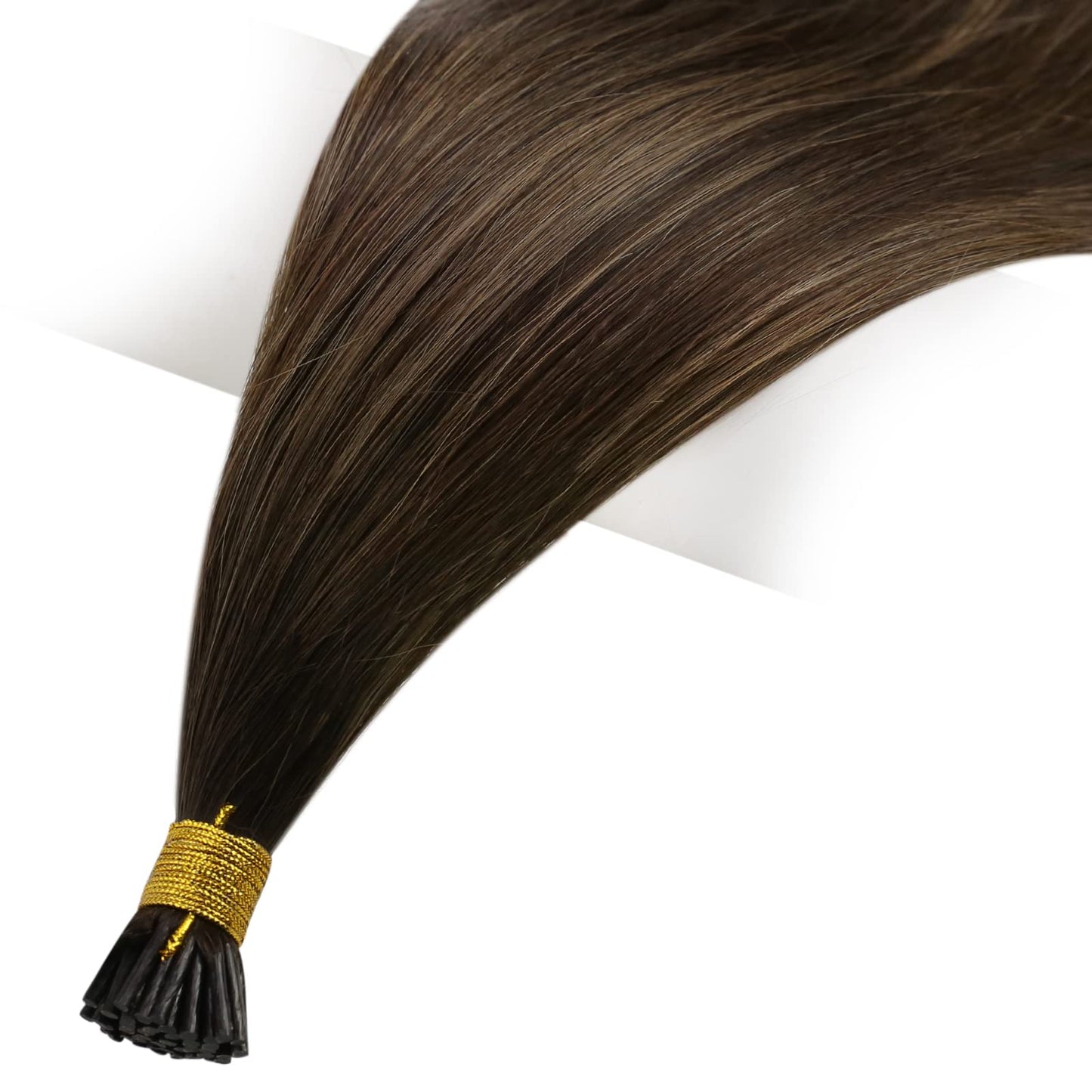 Full Shine Cold Fusion Prebonded Human Hair Extensions with Microbeads Color 18 Ash Blonde Highlighted 613 Blonde Micro Link Straight Hair 22 Inch Natural Hair Extensions for Women 50 Strands