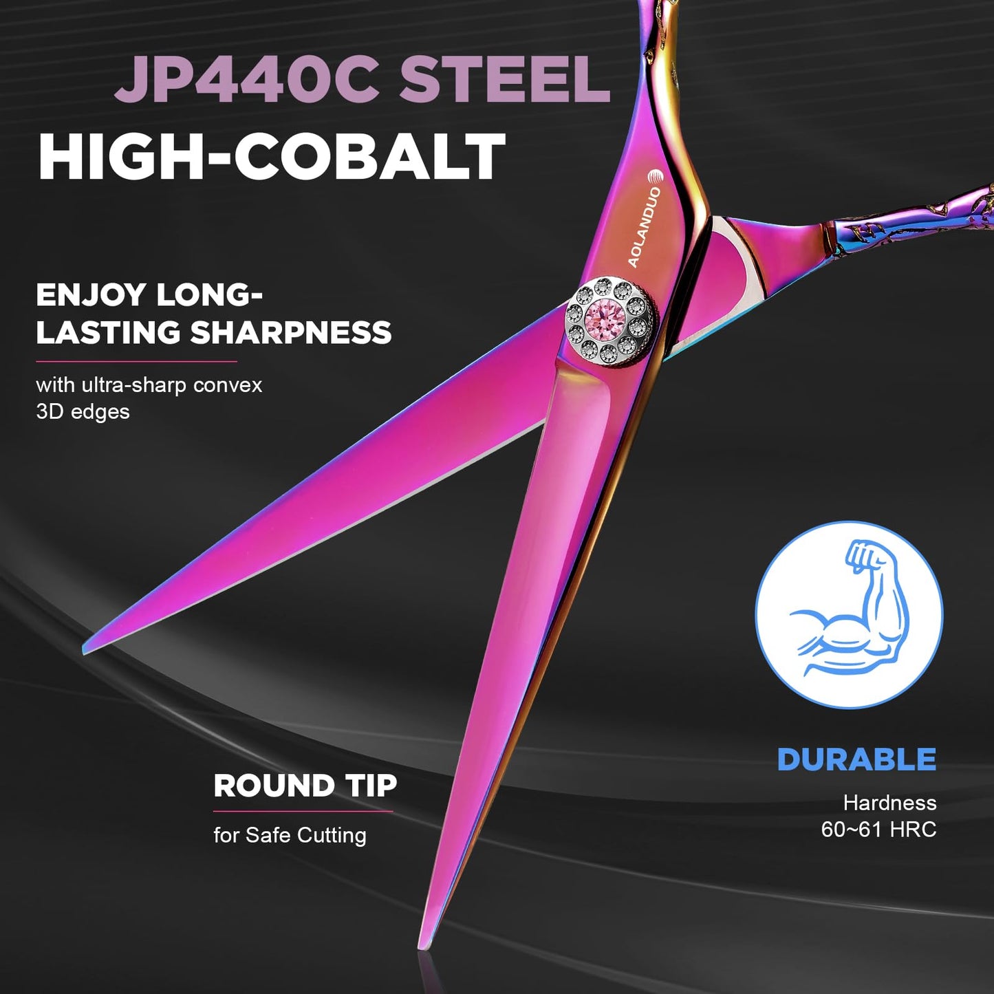 AOLANDUO Hair Cutting Scissor-Extremely Sharp-Offset Design Using Japanese JP440C Stainless Steel Hair Scissor for Barbers & Salon Stylists- Smooth Motion Fine Craftsmanship Barber Scissor (Classic)
